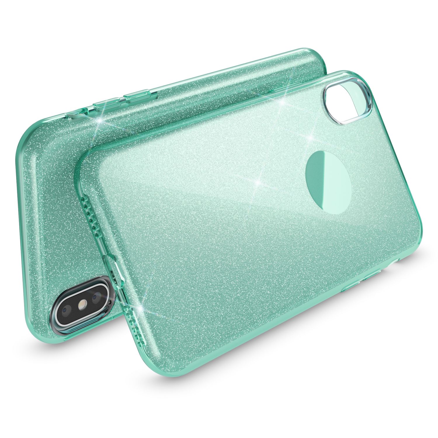 NALIA Hülle für iPhone XS Max, Handyhülle Glitzer Ultra Slim Silikon Case Cover Mint-Grün NALIA Protective Hülle