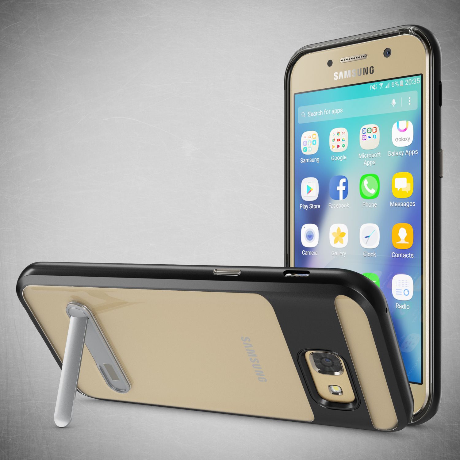 Samsung Galaxy A5 2017 Ständer Handy Hülle von NALIA, TPU Silikon Kickstand Case Schwarz NALIA