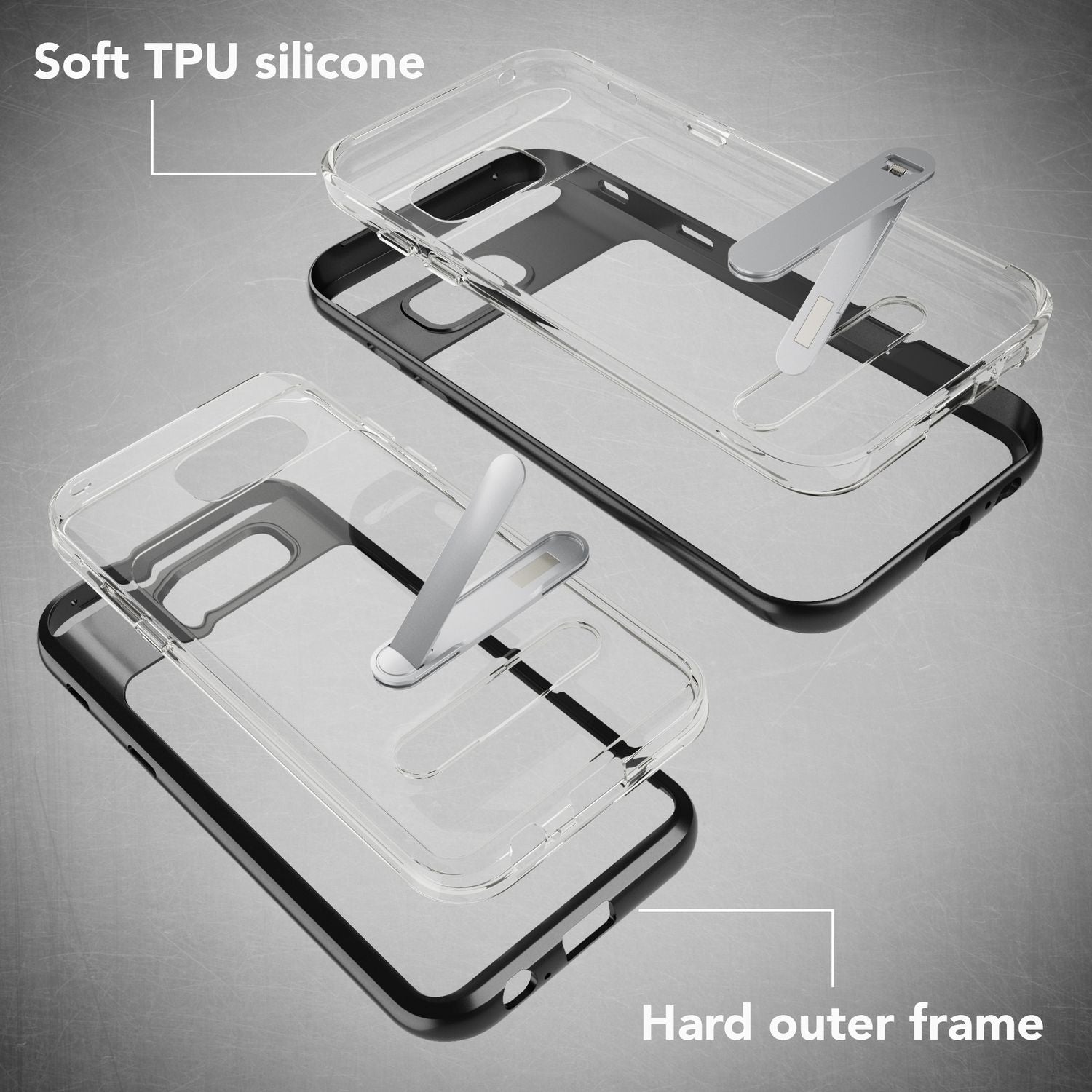 Samsung Galaxy A5 2017 Ständer Handy Hülle von NALIA, TPU Silikon Kickstand Case Schwarz NALIA