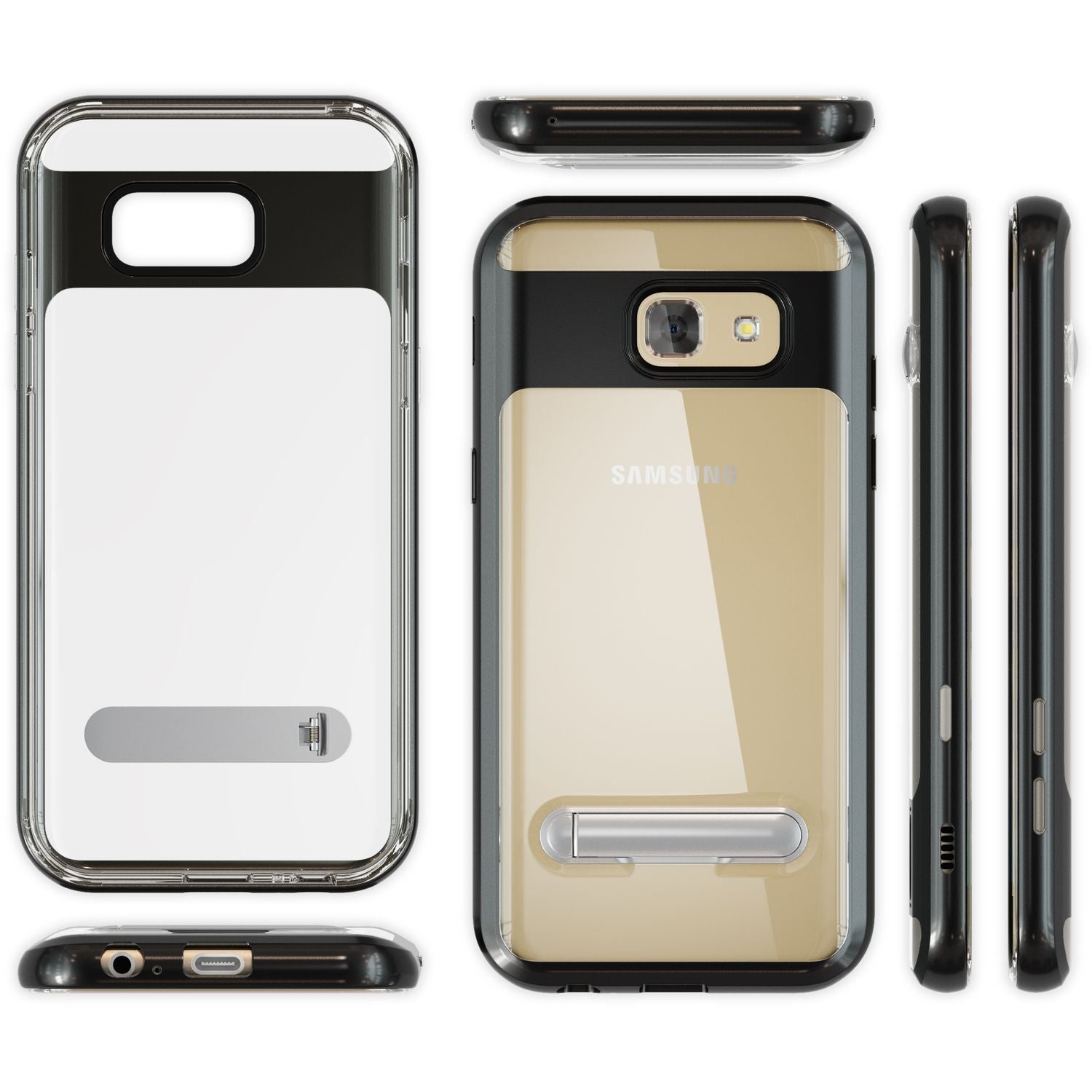 Samsung Galaxy A5 2017 Ständer Handy Hülle von NALIA, TPU Silikon Kickstand Case Schwarz NALIA