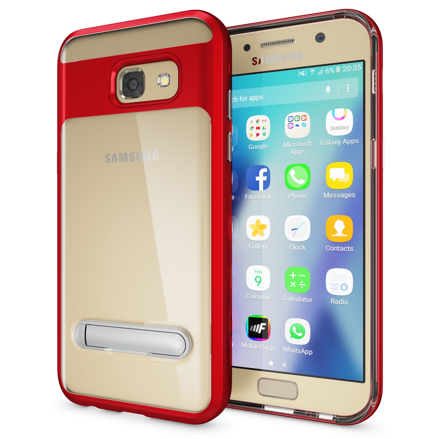Samsung Galaxy A5 2017 Ständer Handy Hülle von NALIA, TPU Silikon Kickstand Case Rot NALIA