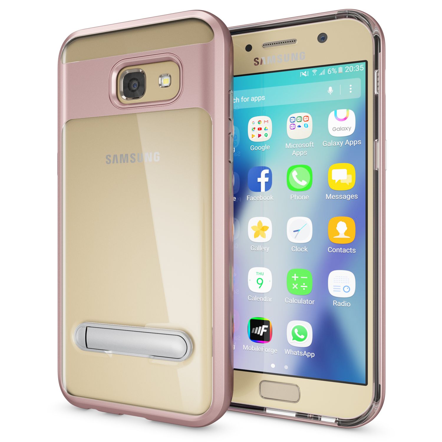 Samsung Galaxy A5 2017 Ständer Handy Hülle von NALIA, TPU Silikon Kickstand Case Rose Gold NALIA