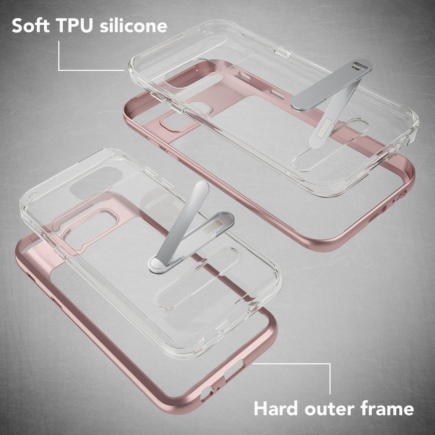 Samsung Galaxy A5 2017 Ständer Handy Hülle von NALIA, TPU Silikon Kickstand Case Rose Gold NALIA