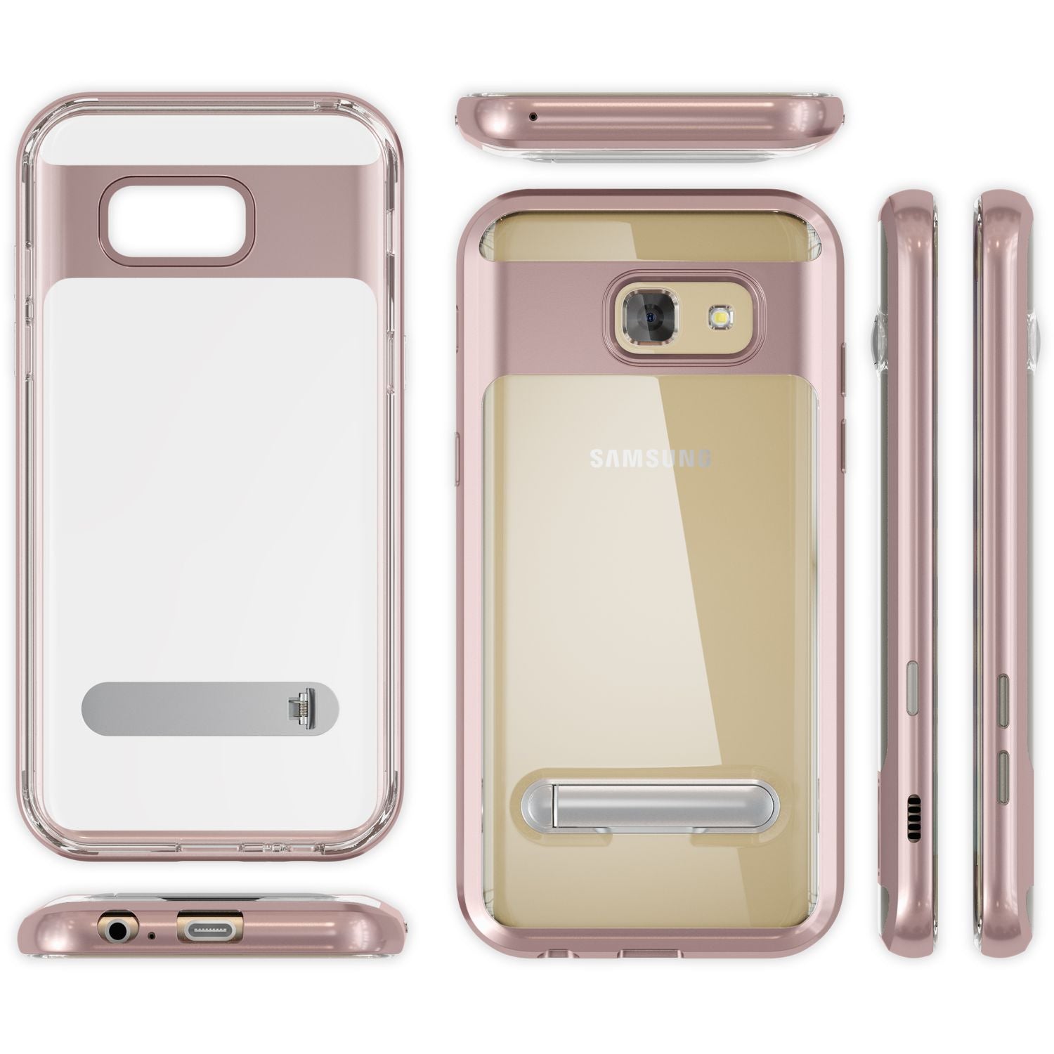 Samsung Galaxy A5 2017 Ständer Handy Hülle von NALIA, TPU Silikon Kickstand Case Rose Gold NALIA