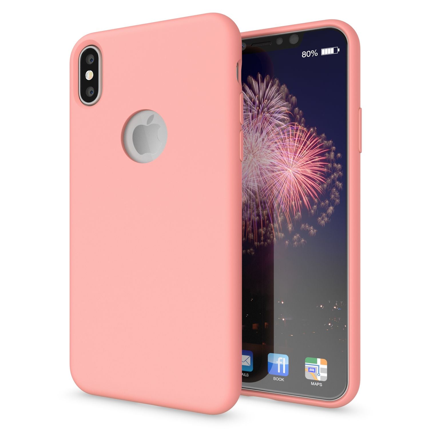 NALIA Hülle für Apple iPhone X, Liquid Silikon Handy Schutz Hard Case Cover Fresh Pink NALIA