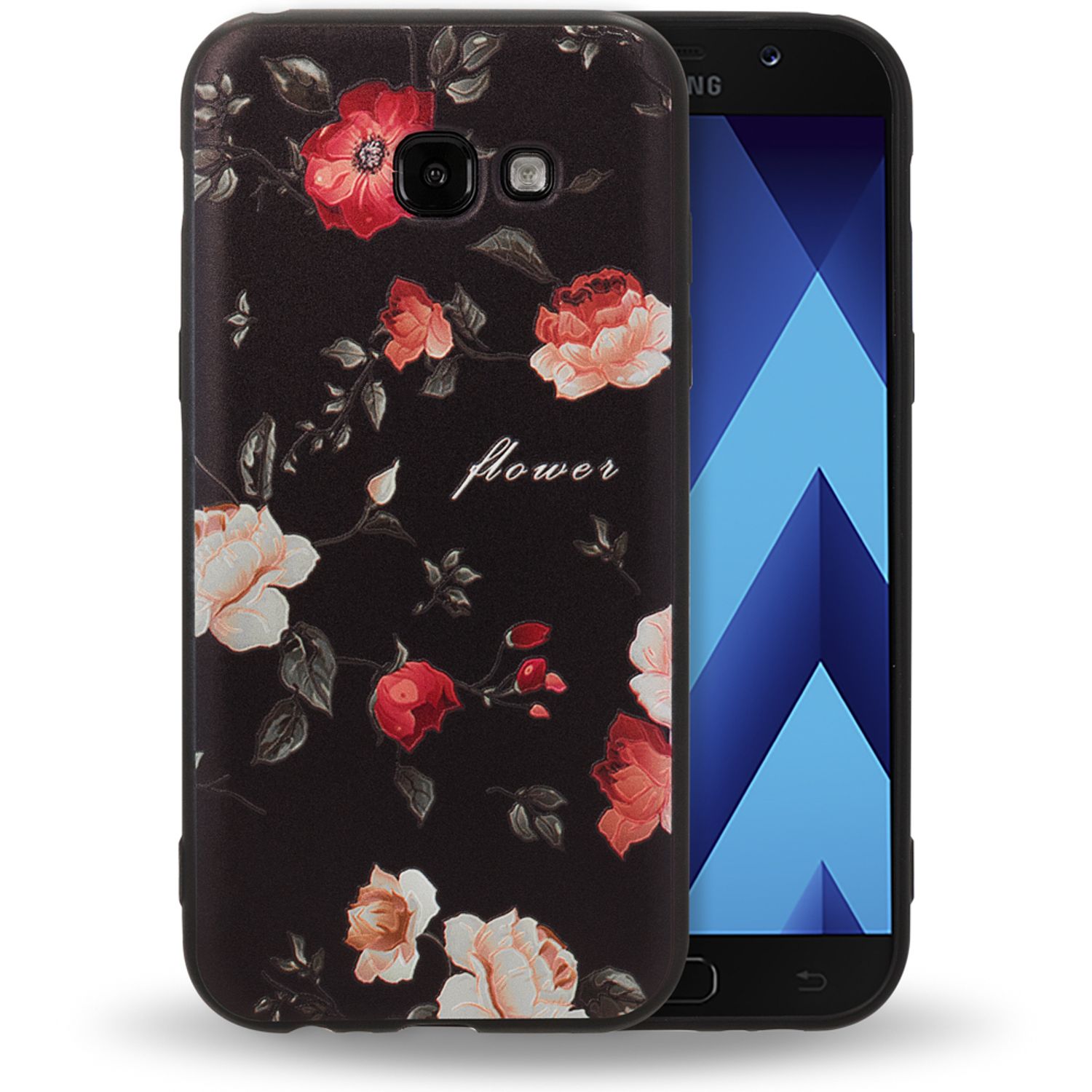 Samsung Galaxy A5 (17) Handy Hülle von NALIA, Slim TPU Silikon Motiv Case Cover Wild Rose NALIA