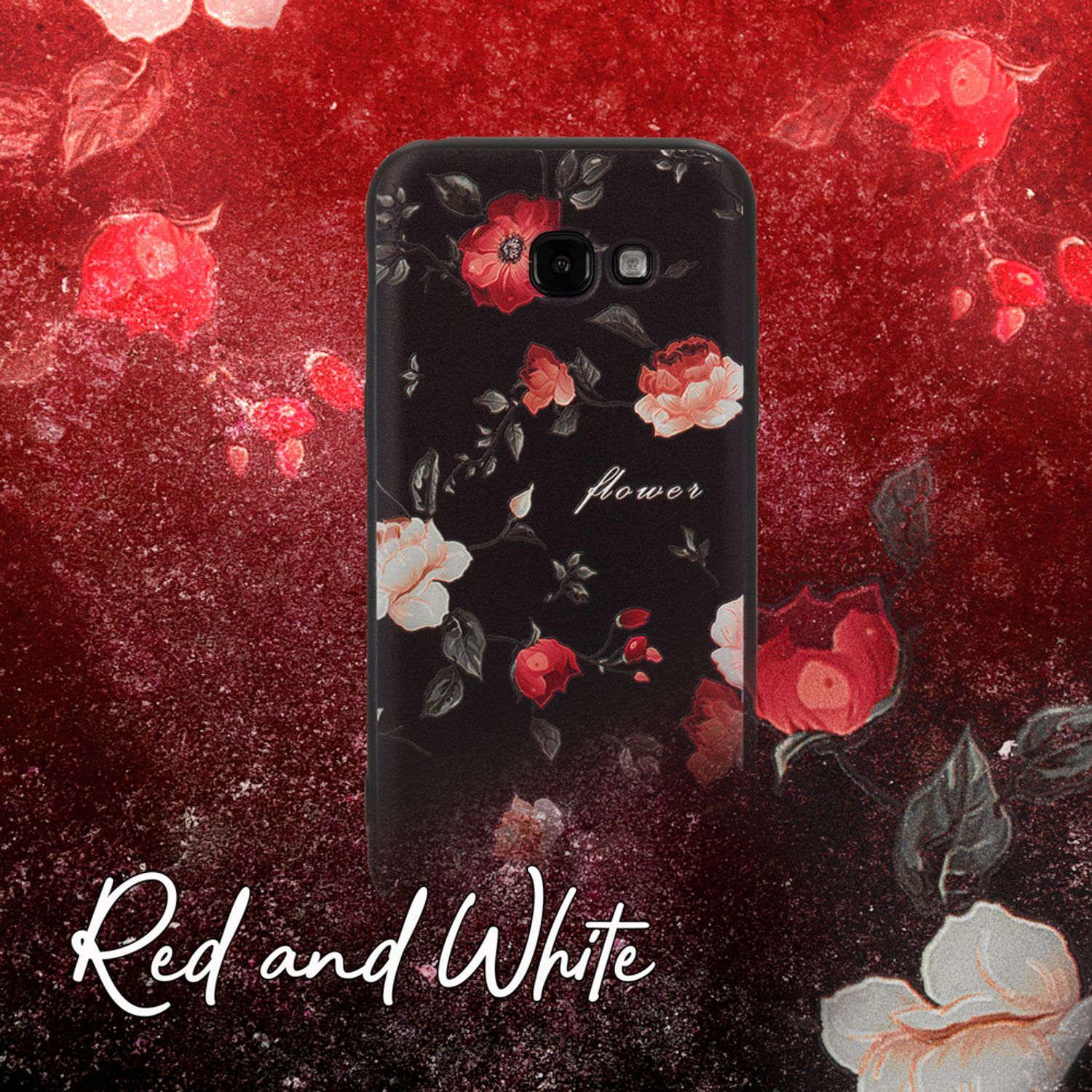 Samsung Galaxy A5 (17) Handy Hülle von NALIA, Slim TPU Silikon Motiv Case Cover Wild Rose NALIA