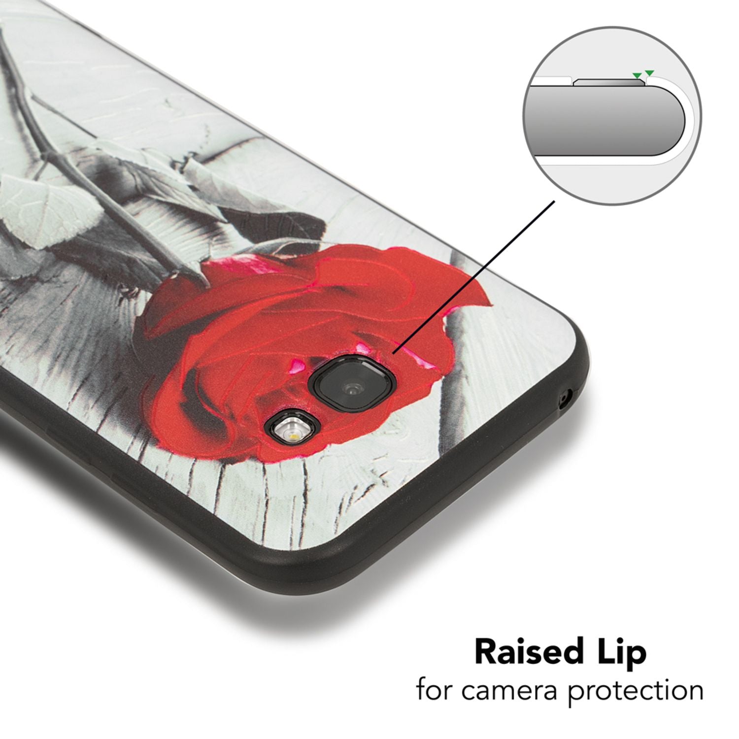 Samsung Galaxy A5 (17) Handy Hülle von NALIA, Slim TPU Silikon Motiv Case Cover Red Rose NALIA