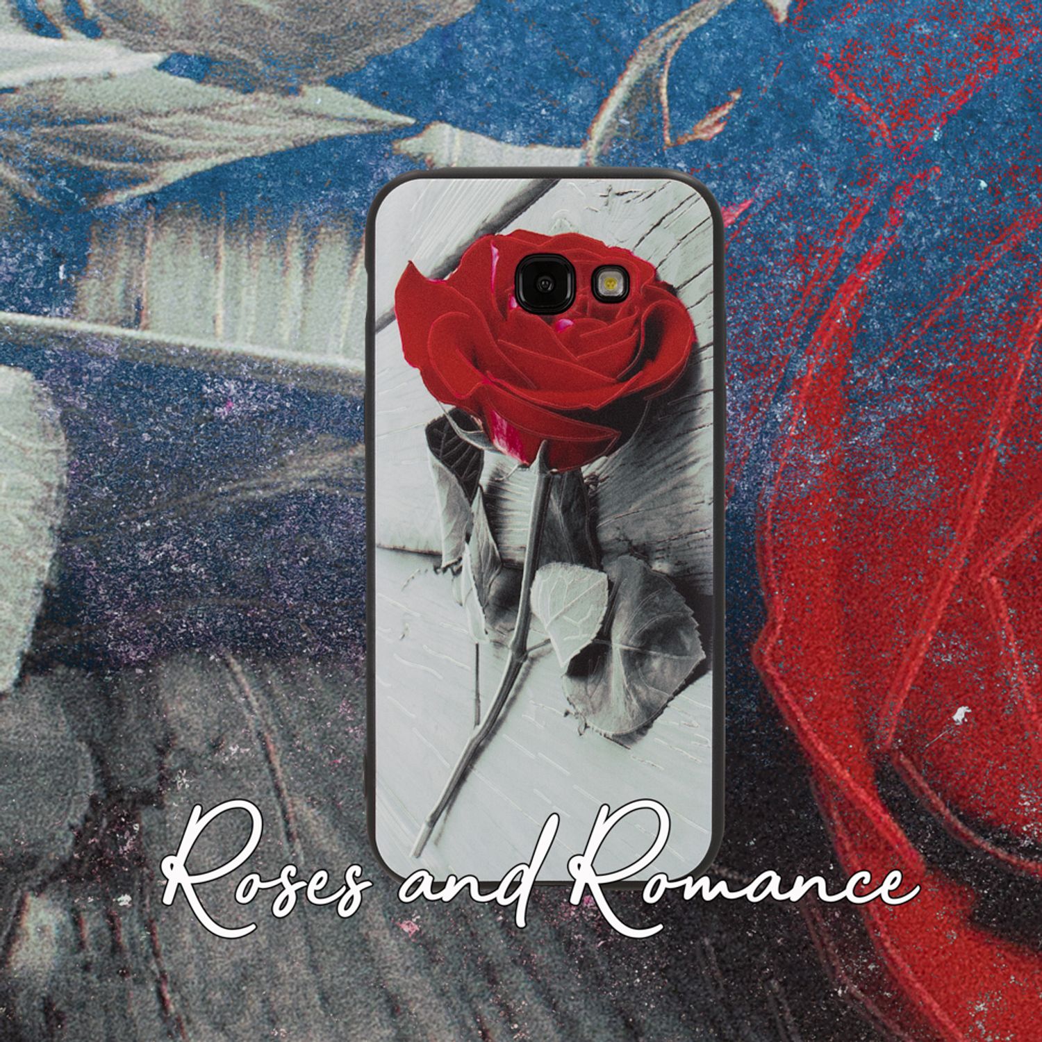 Samsung Galaxy A5 (17) Handy Hülle von NALIA, Slim TPU Silikon Motiv Case Cover Red Rose NALIA