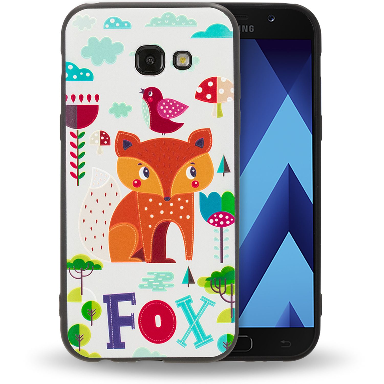 Samsung Galaxy A5 (17) Handy Hülle von NALIA, Slim TPU Silikon Motiv Case Cover Fox NALIA