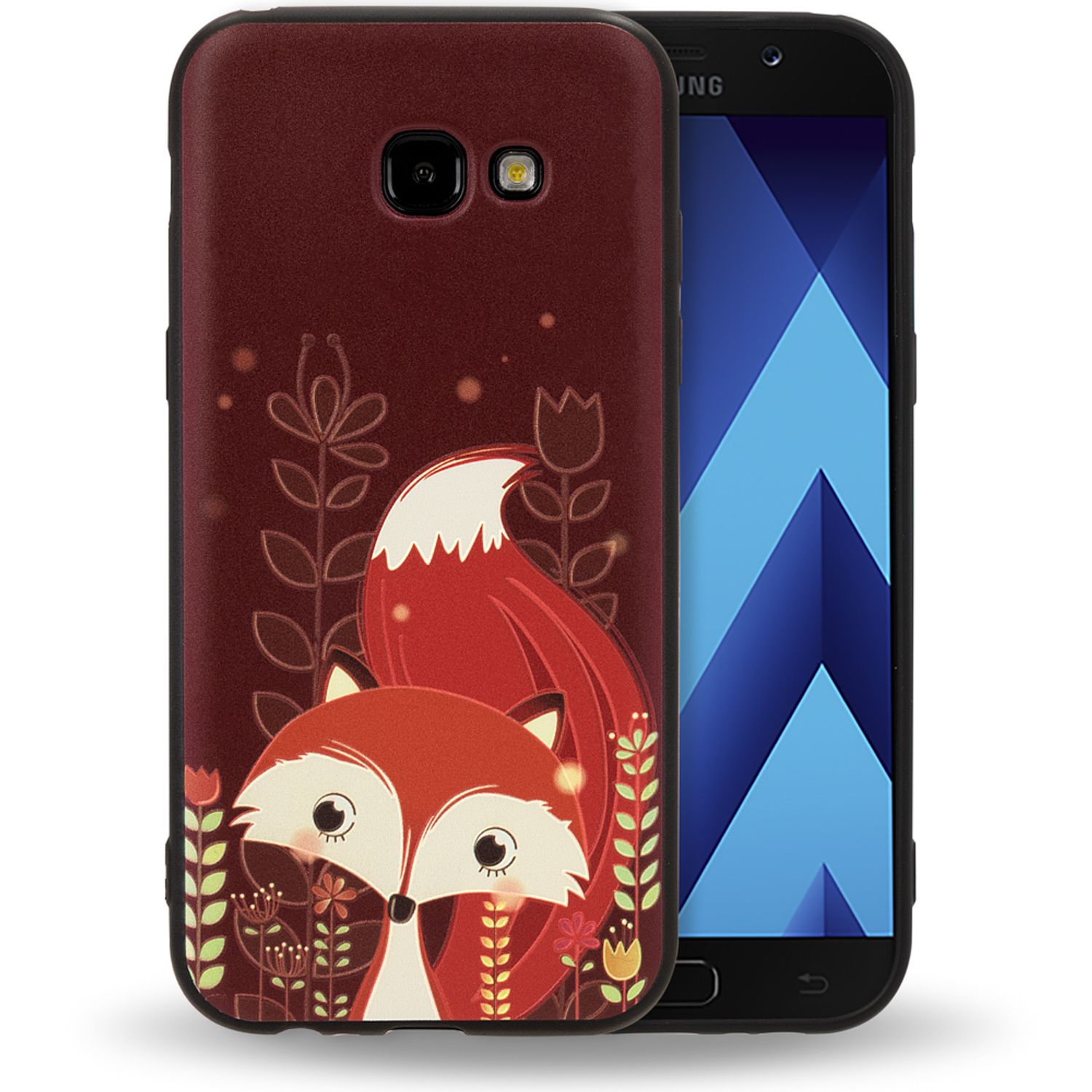 Samsung Galaxy A5 (17) Handy Hülle von NALIA, Slim TPU Silikon Motiv Case Cover Forrest Fox NALIA