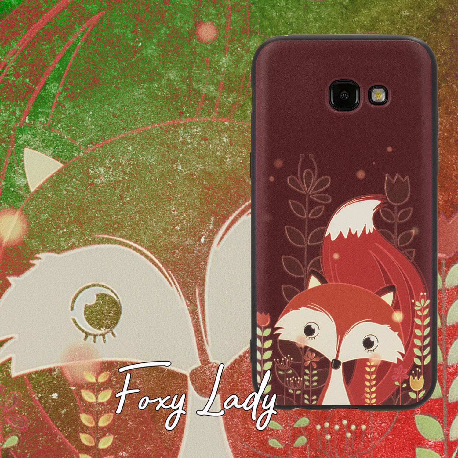 Samsung Galaxy A5 (17) Handy Hülle von NALIA, Slim TPU Silikon Motiv Case Cover Forrest Fox NALIA