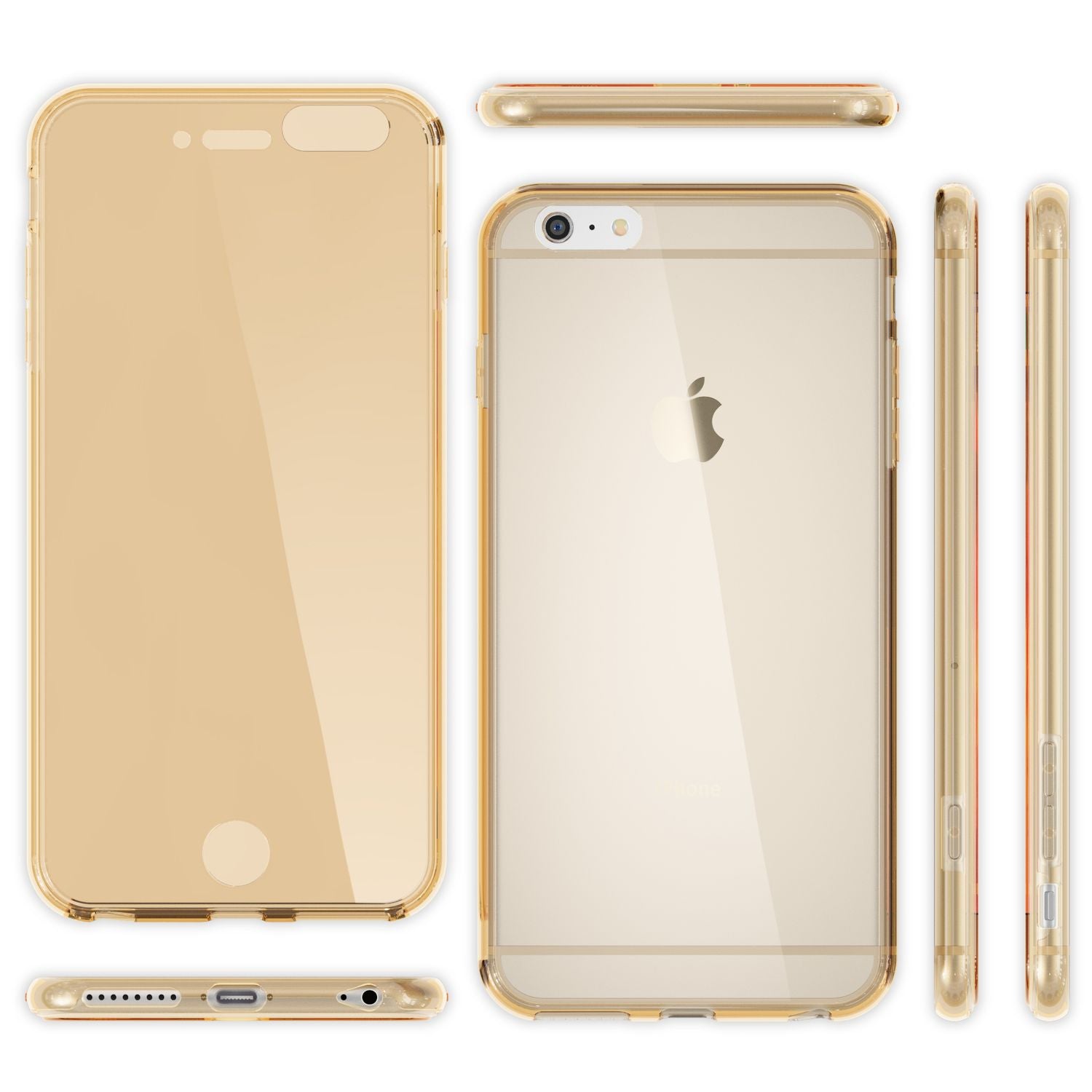 NALIA 360° Hülle Apple iPhone 6 Plus 6S Plus Case klar Komplettschutz Gold NALIA Protective Hülle