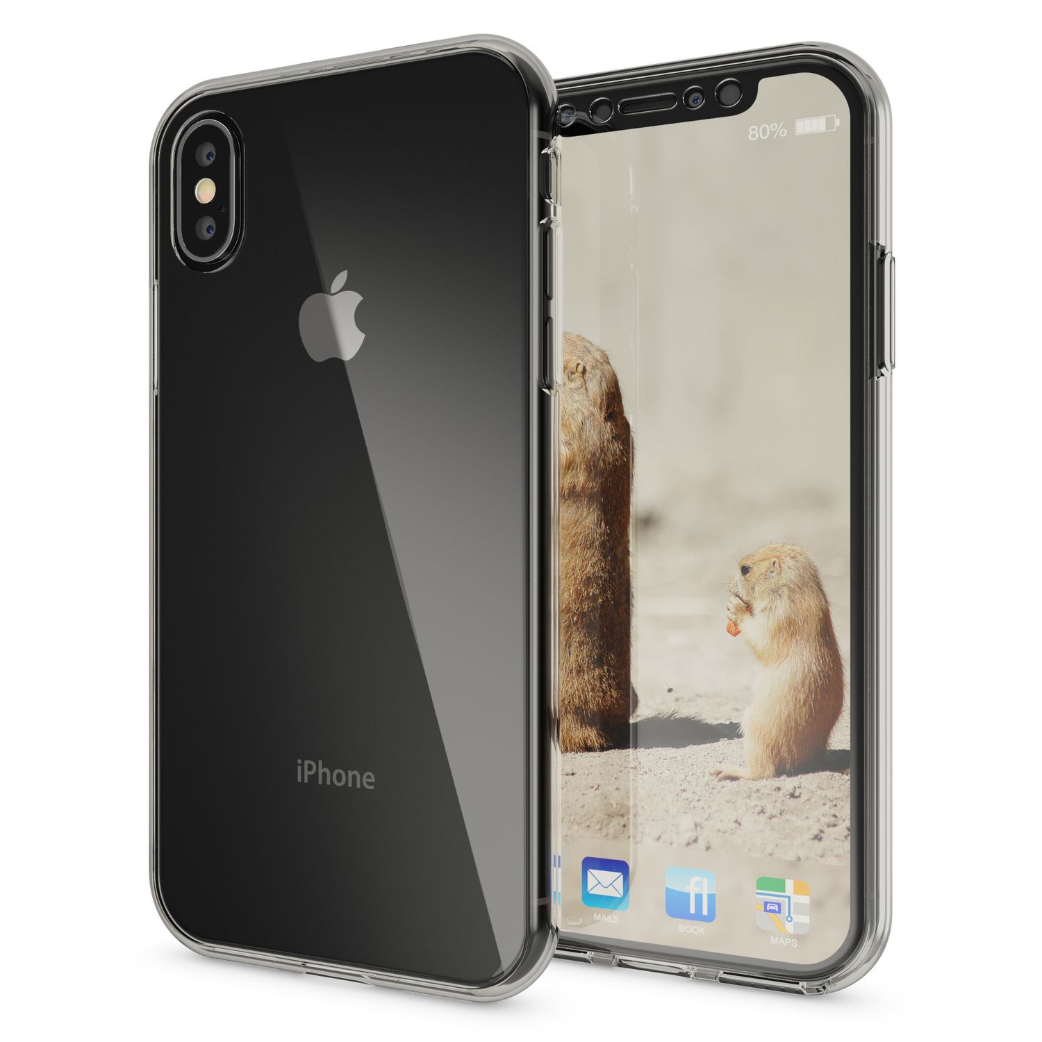 NALIA 360 Grad Handy Hülle für Apple iPhone XS Max, Full Cover Rundum Schutz Grau NALIA
