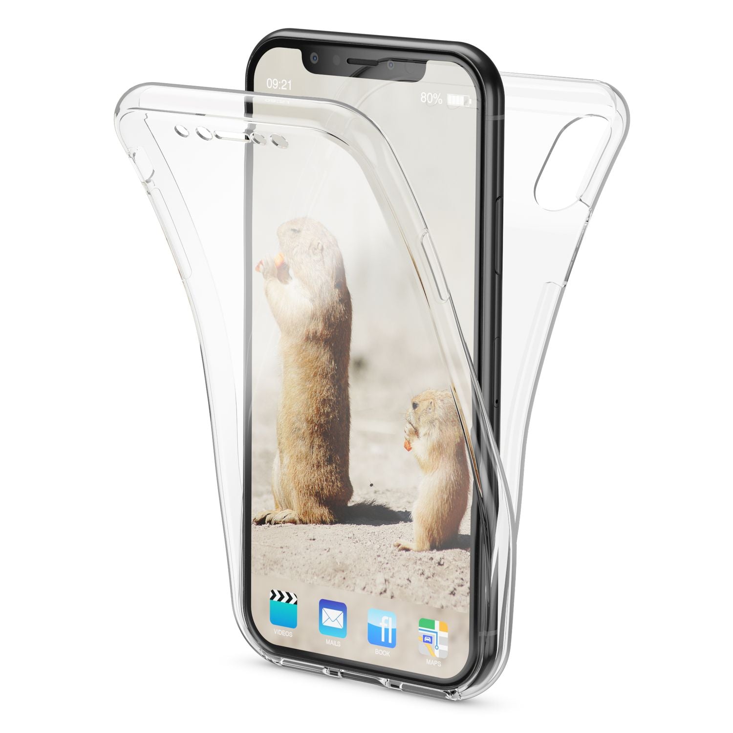 NALIA 360 Grad Hülle für Apple iPhone X XS, Full Cover Rundum Handy Schutz Case Transparent NALIA