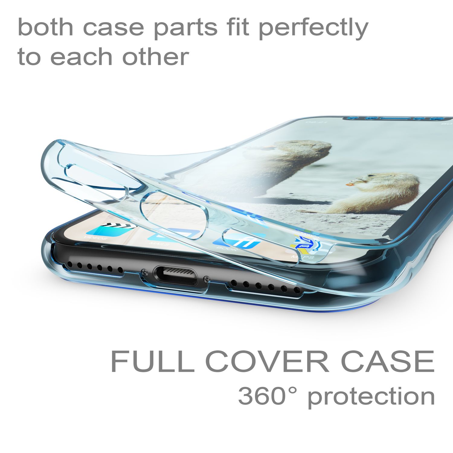 NALIA 360 Grad Handy-Hülle für iPhone XR, Full Cover Rundum Doppel-Schutz Case Gold NALIA