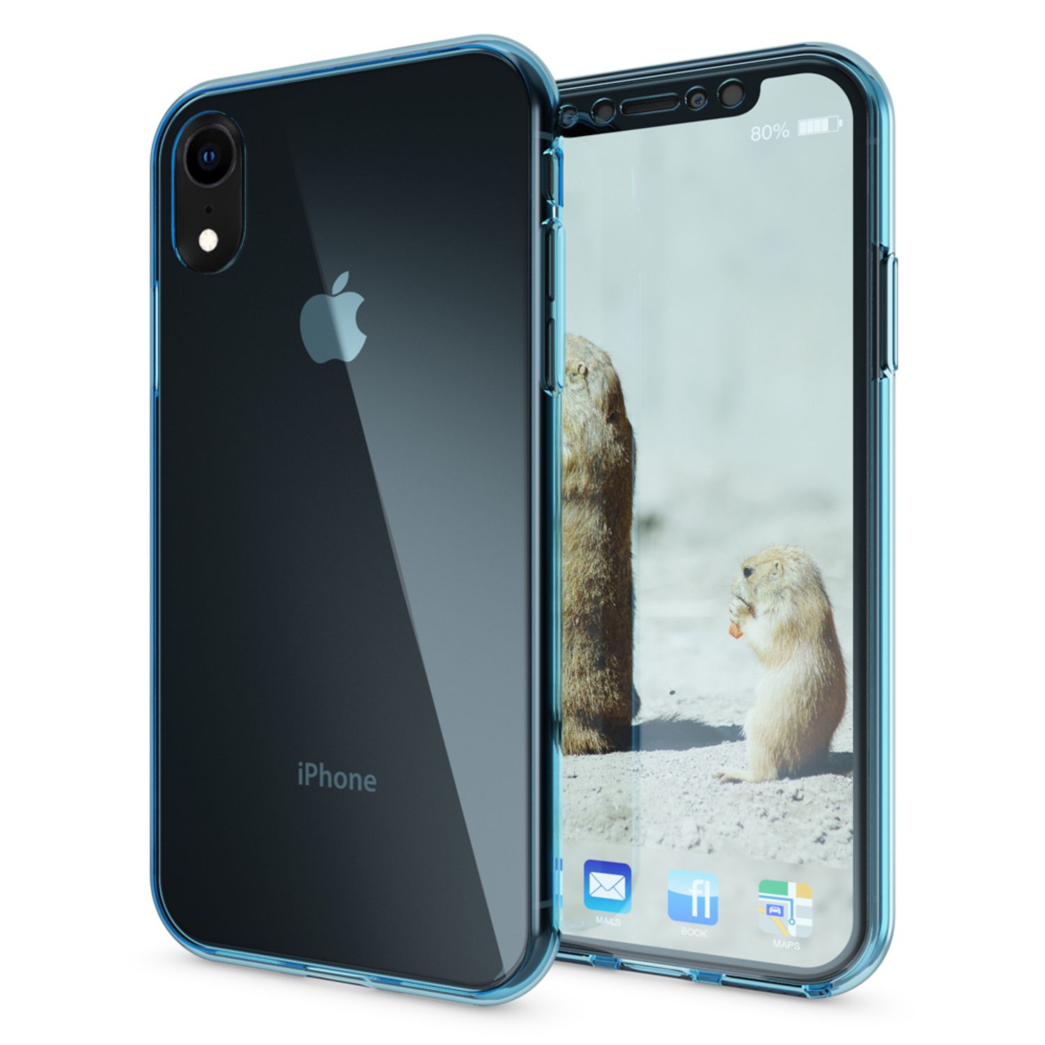 NALIA 360 Grad Handy-Hülle für iPhone XR, Full Cover Rundum Doppel-Schutz Case Gold NALIA