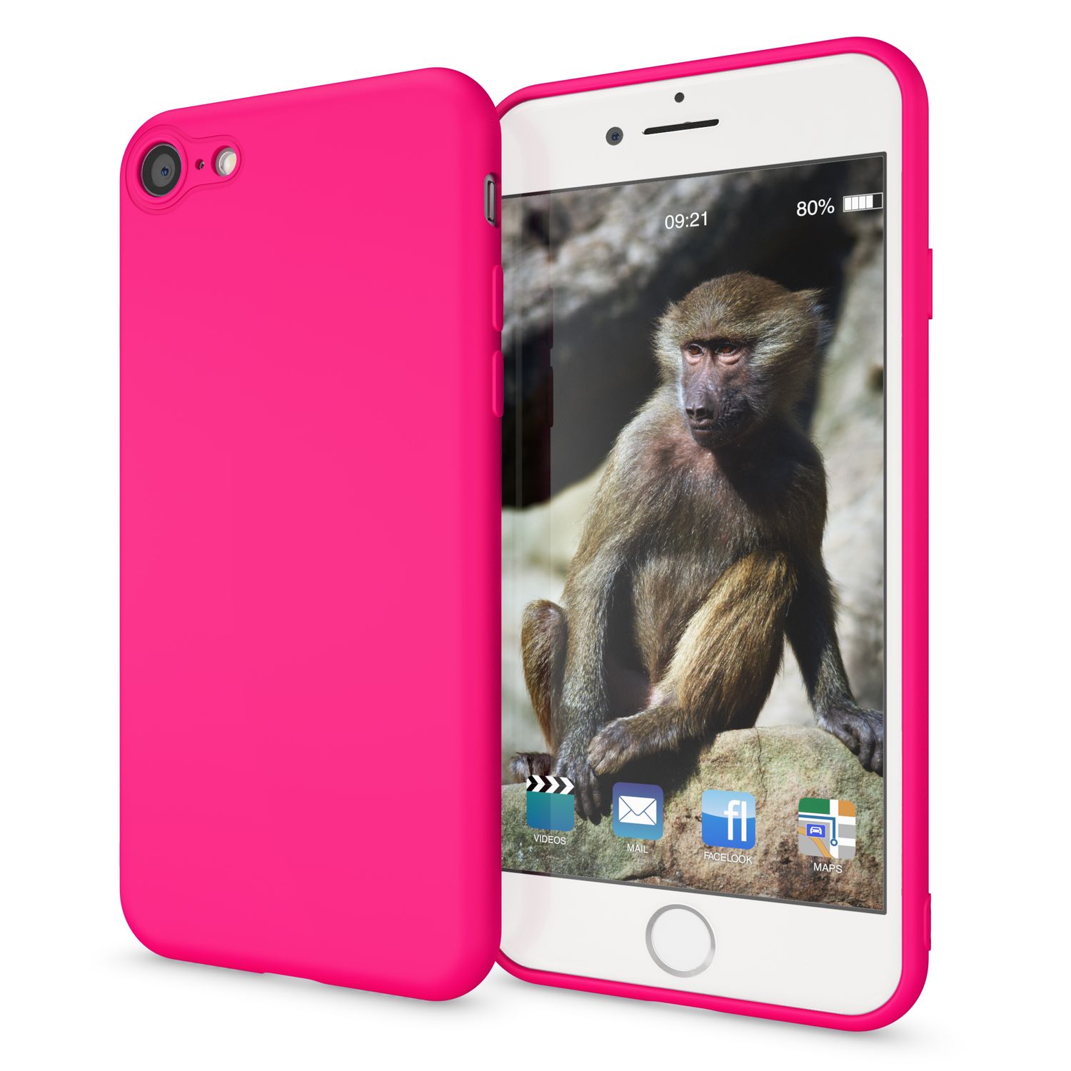 NALIA Neon Hülle für iPhone SE 2022 / SE 2020 / 8 / 7, Schutz Case Handy Cover Pink NALIA Neon Hülle