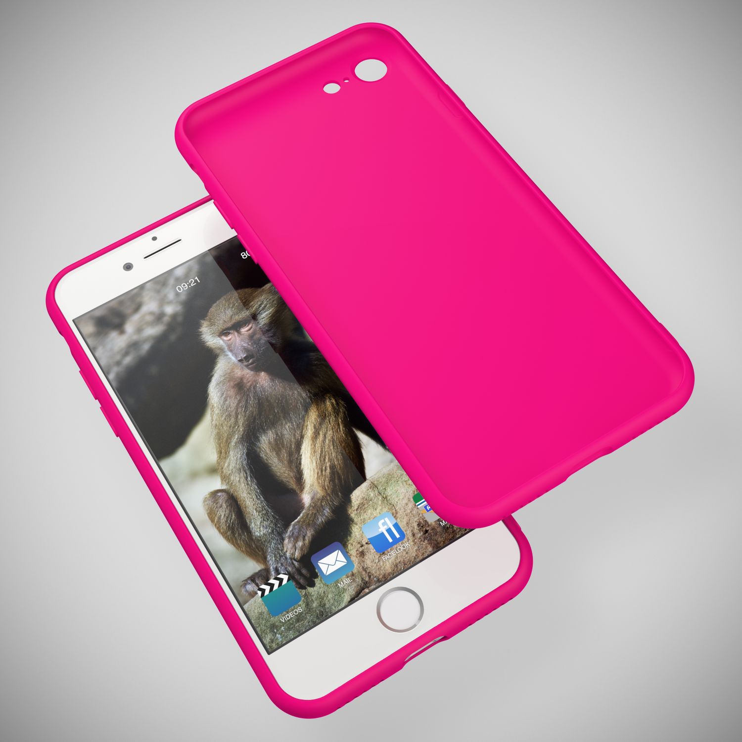NALIA Neon Hülle für iPhone SE 2022 / SE 2020 / 8 / 7, Schutz Case Handy Cover Pink NALIA Neon Hülle