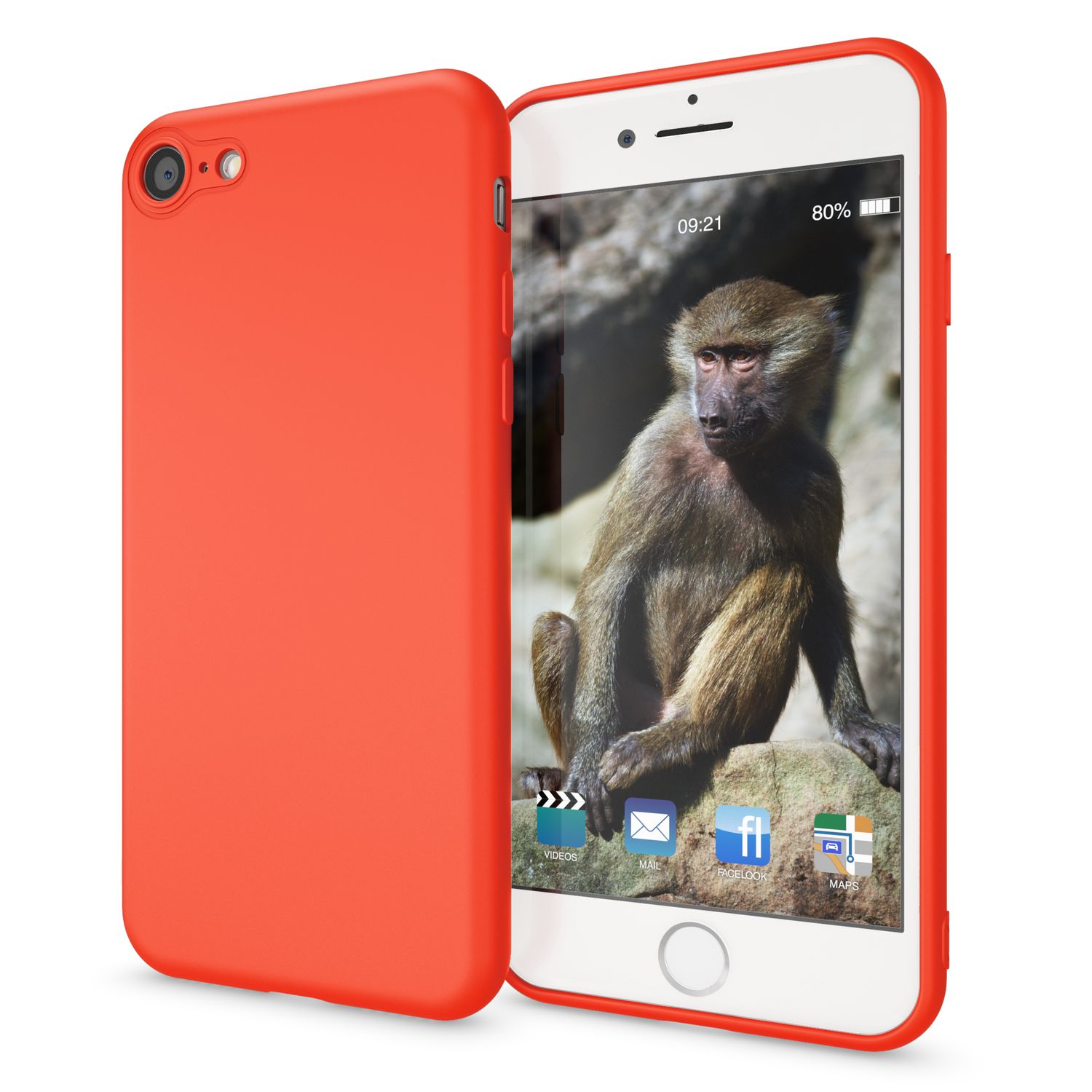 NALIA Neon Hülle für iPhone SE 2022 / SE 2020 / 8 / 7, Schutz Case Handy Cover Orange NALIA Neon Hülle