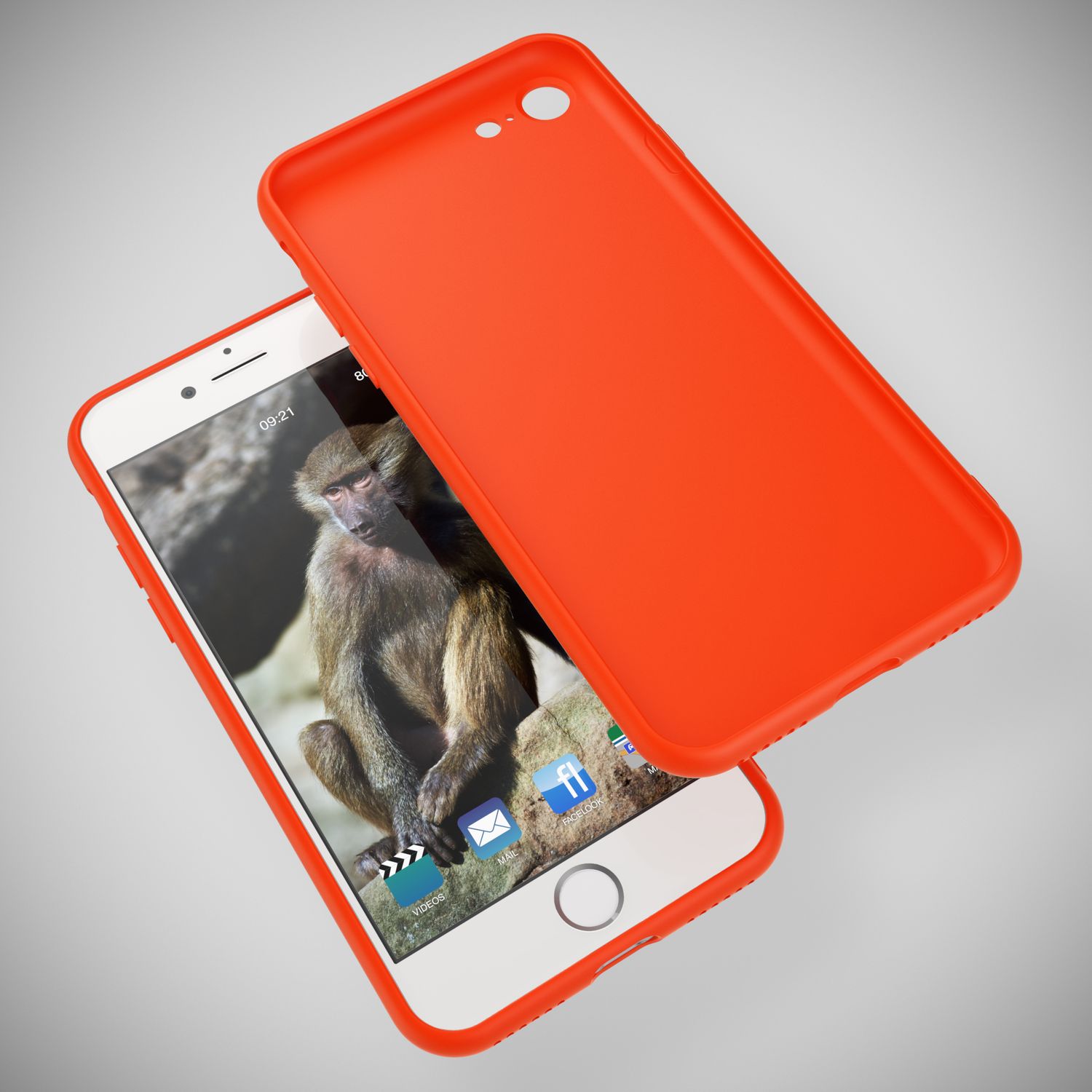 NALIA Neon Hülle für iPhone SE 2022 / SE 2020 / 8 / 7, Schutz Case Handy Cover Orange NALIA Neon Hülle