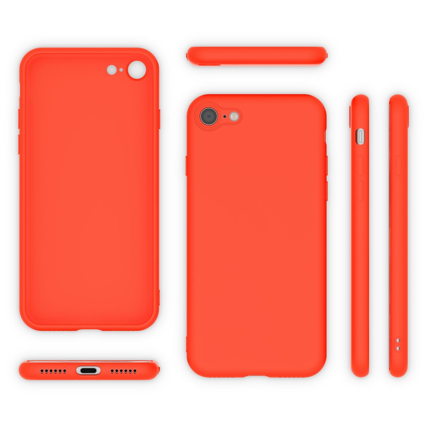 NALIA Neon Hülle für iPhone SE 2022 / SE 2020 / 8 / 7, Schutz Case Handy Cover Orange NALIA Neon Hülle