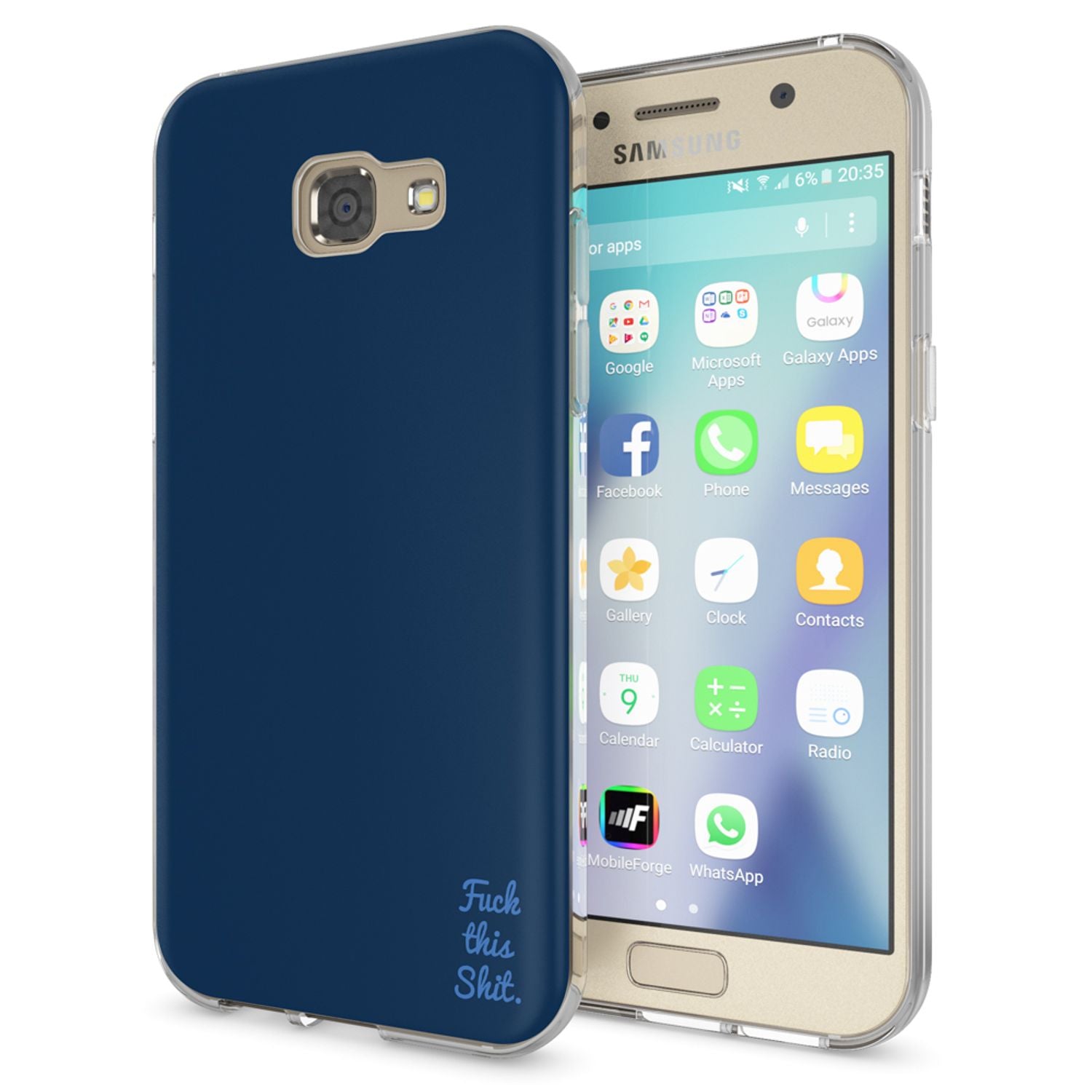 Samsung Galaxy A5 2017 Handy Hülle von NALIA, Lustiges Silikon Dünnes Case Cover Fuck this Shit (Dark Blue) NALIA
