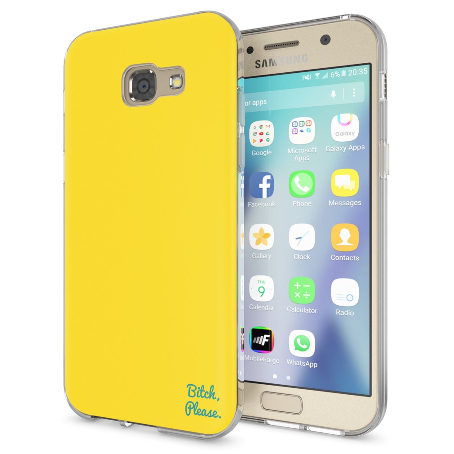 Samsung Galaxy A5 2017 Handy Hülle von NALIA, Lustiges Silikon Dünnes Case Cover Bitch please (Yellow) NALIA