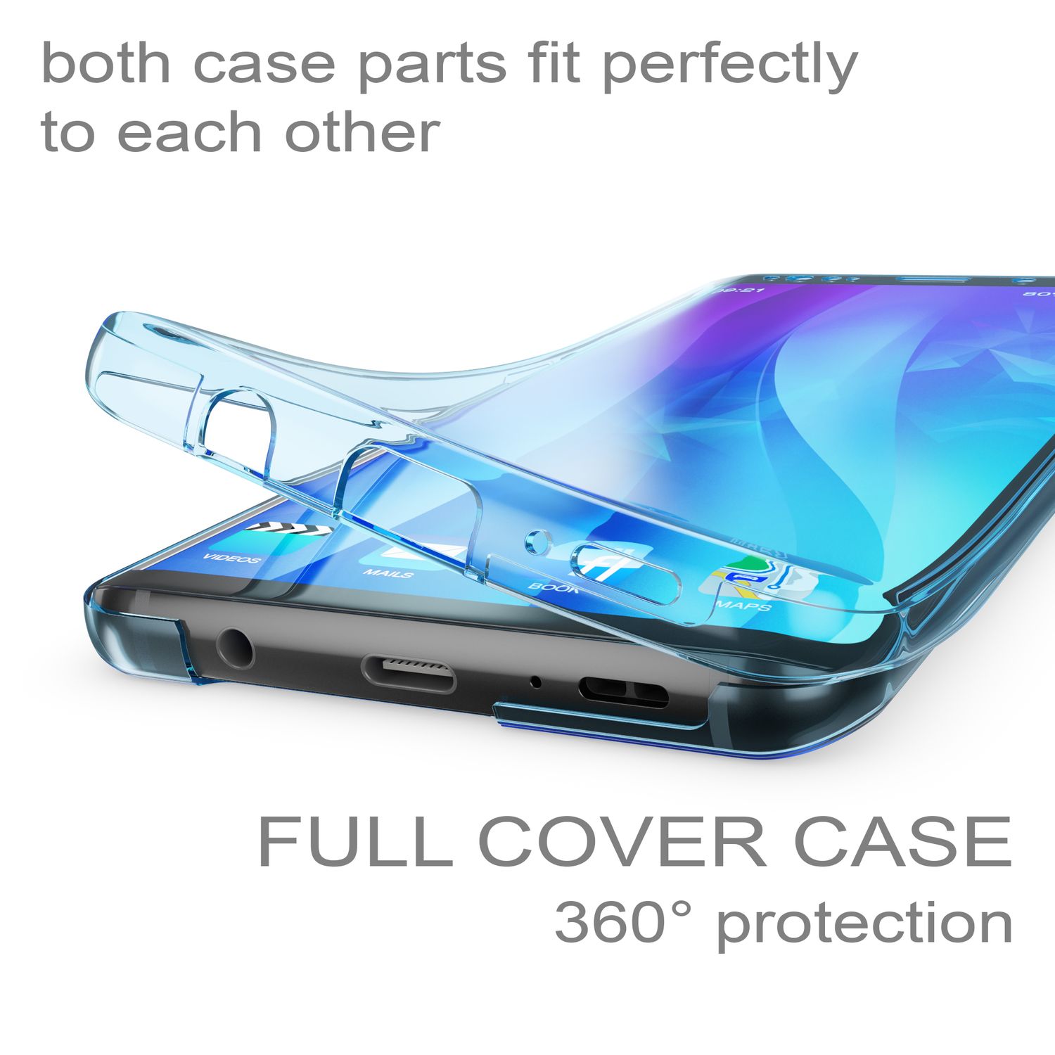 Samsung Galaxy S9 Plus 360 Grad Handy Hülle von NALIA, Full Cover vorne hinten Schwarz NALIA