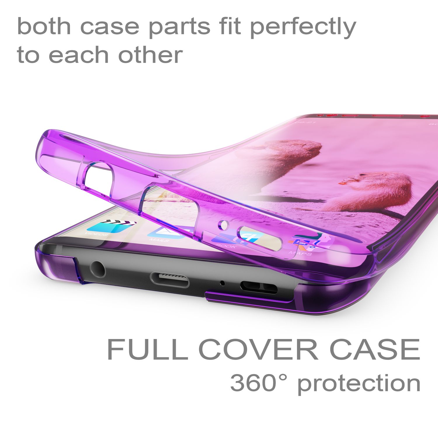 Samsung Galaxy S9 Plus 360 Grad Handy Hülle von NALIA, Full Cover vorne hinten Schwarz NALIA
