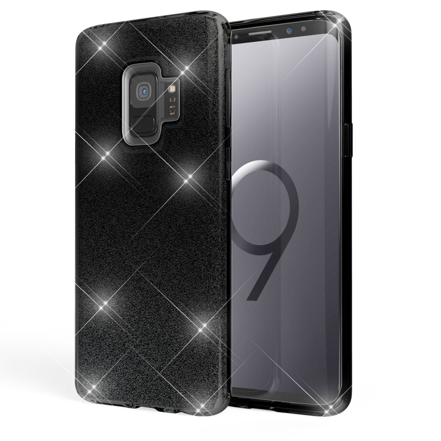Samsung Galaxy S9 Hülle Handyhülle von NALIA, Glitzer Slim Case Cover Schutzhülle Schwarz NALIA Protective Hülle