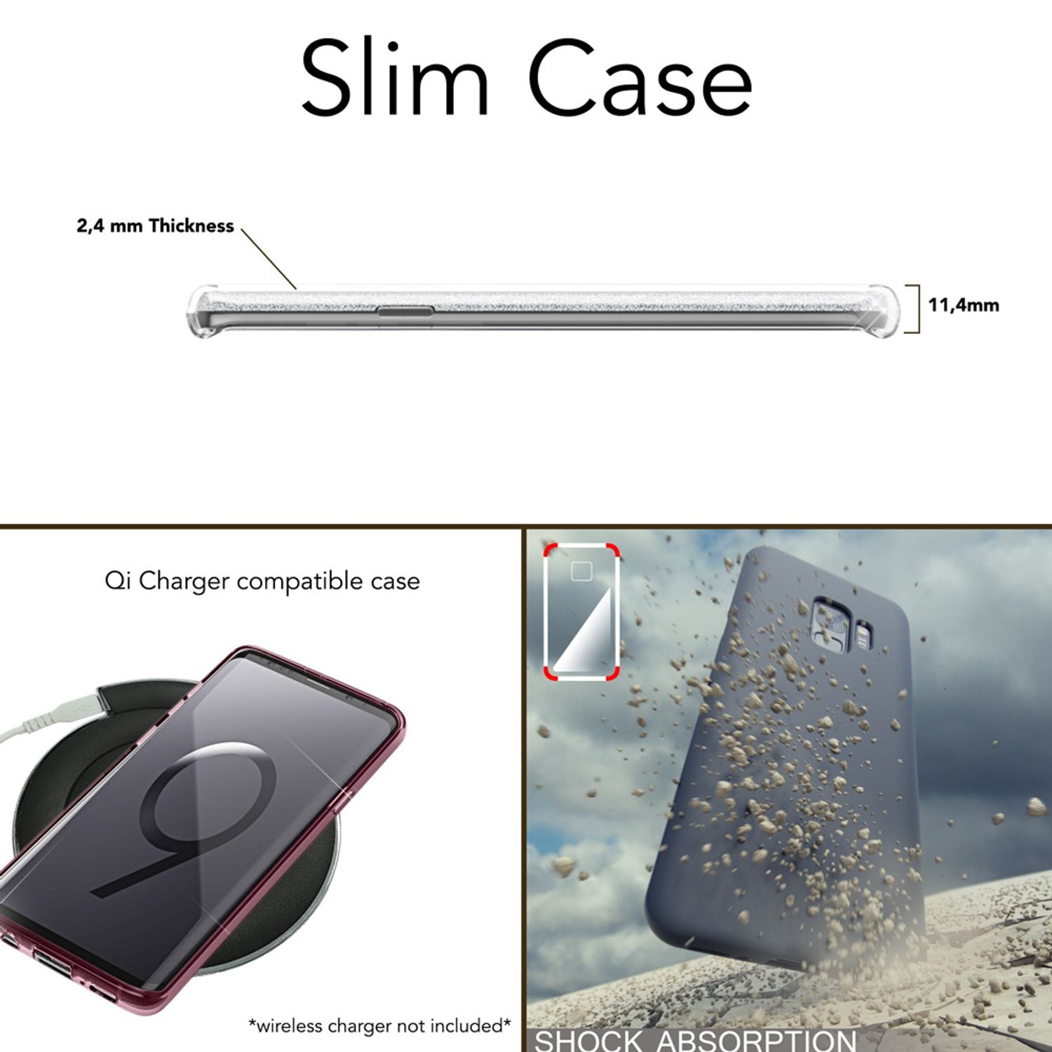 Samsung Galaxy S9 Hülle Handyhülle von NALIA, Glitzer Slim Case Cover Schutzhülle Schwarz NALIA Protective Hülle