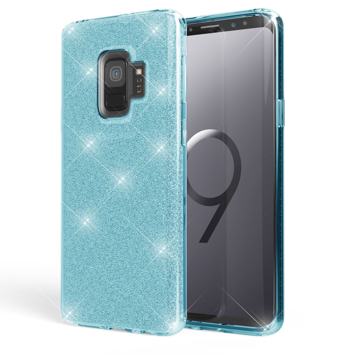 Samsung Galaxy S9 Hülle Handyhülle von NALIA, Glitzer Slim Case Cover Schutzhülle Türkis NALIA Protective Hülle