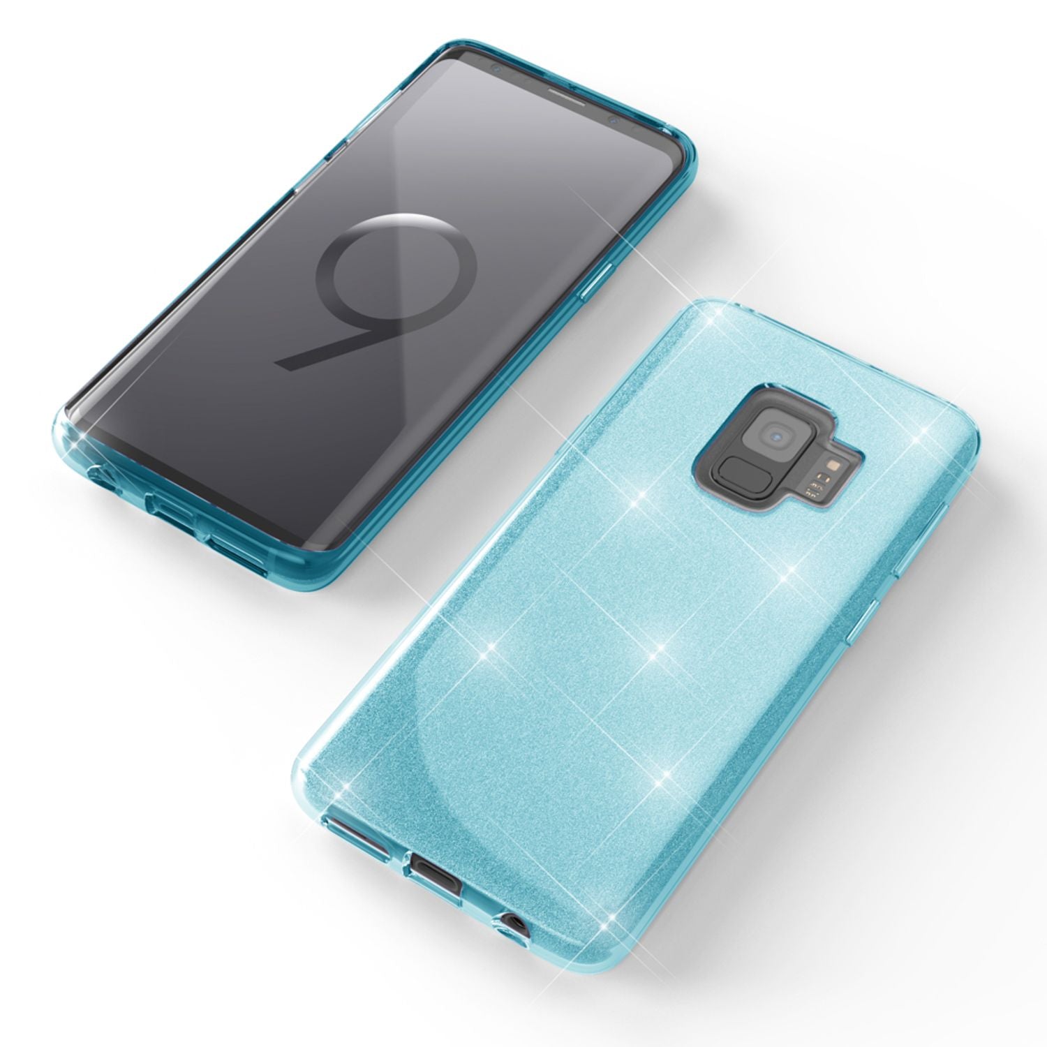 Samsung Galaxy S9 Hülle Handyhülle von NALIA, Glitzer Slim Case Cover Schutzhülle Türkis NALIA Protective Hülle