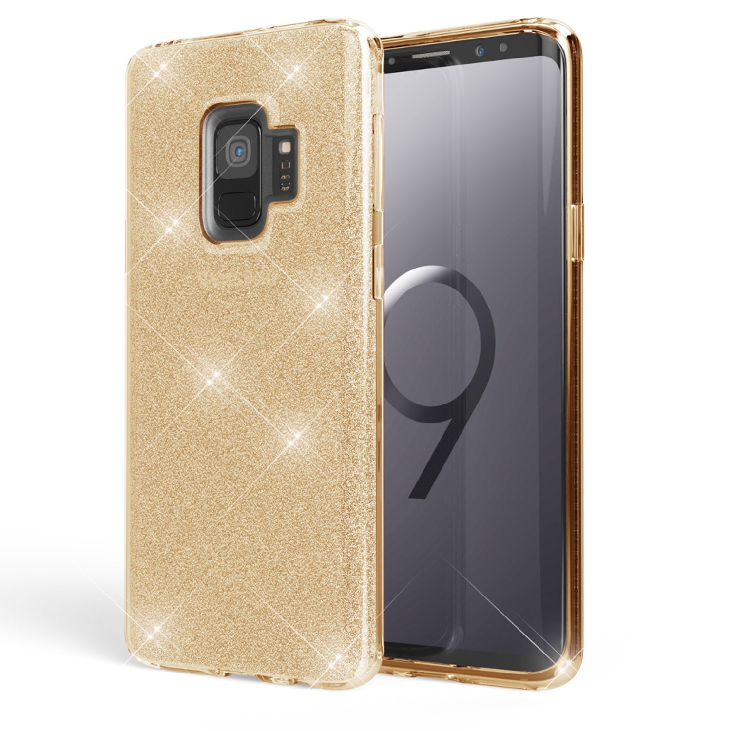 Samsung Galaxy S9 Hülle Handyhülle von NALIA, Glitzer Slim Case Cover Schutzhülle Gold NALIA Protective Hülle