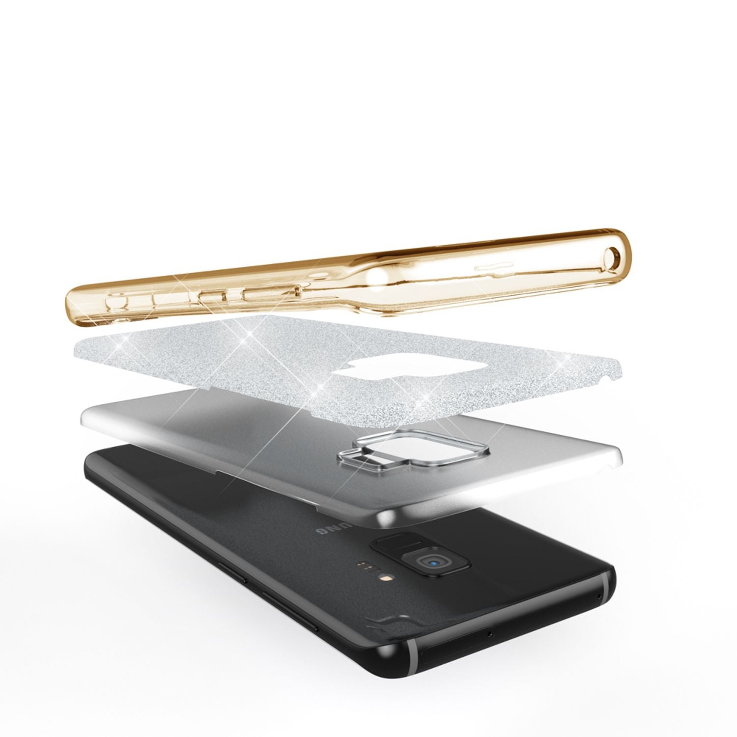 Samsung Galaxy S9 Hülle Handyhülle von NALIA, Glitzer Slim Case Cover Schutzhülle Gold NALIA Protective Hülle