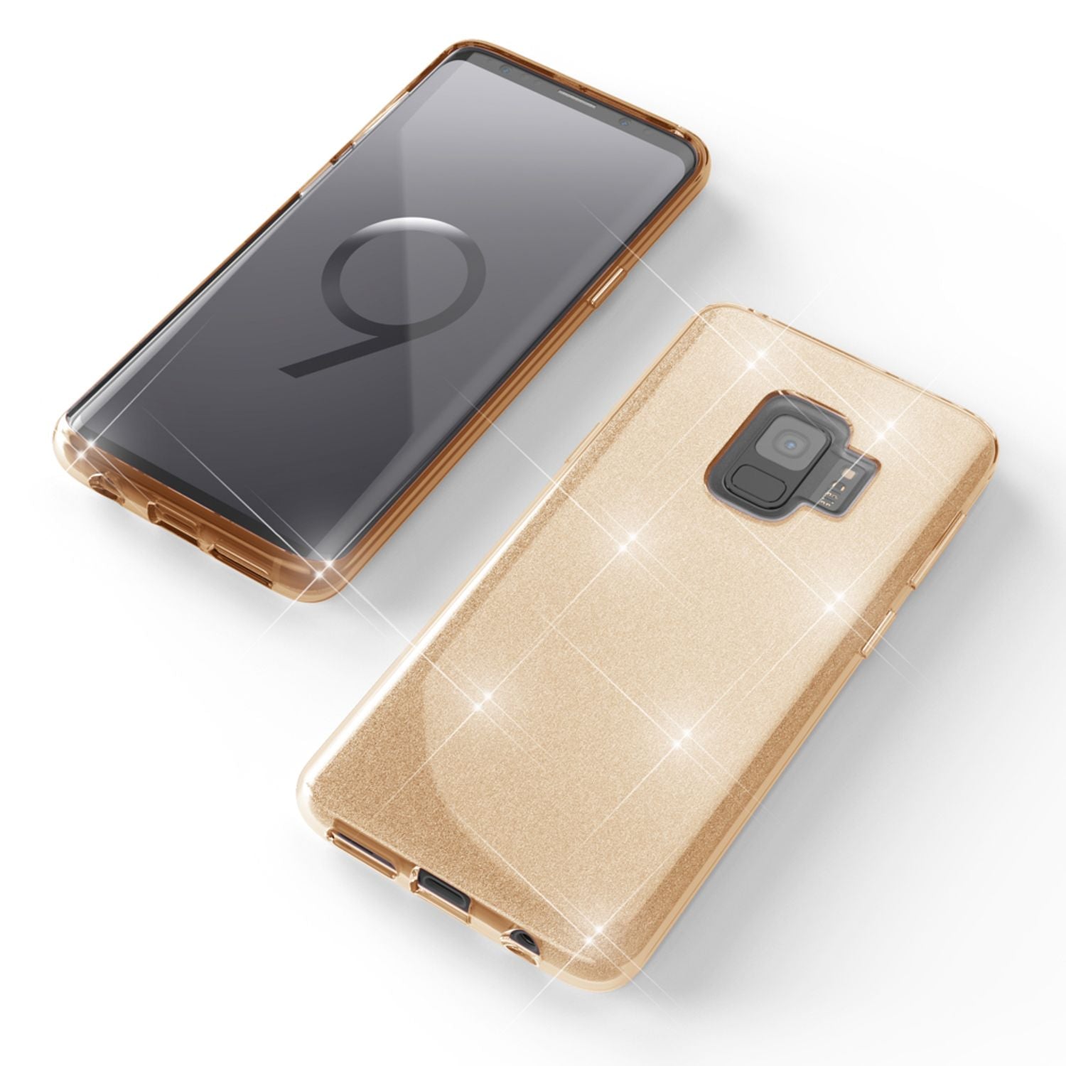 Samsung Galaxy S9 Hülle Handyhülle von NALIA, Glitzer Slim Case Cover Schutzhülle Gold NALIA Protective Hülle