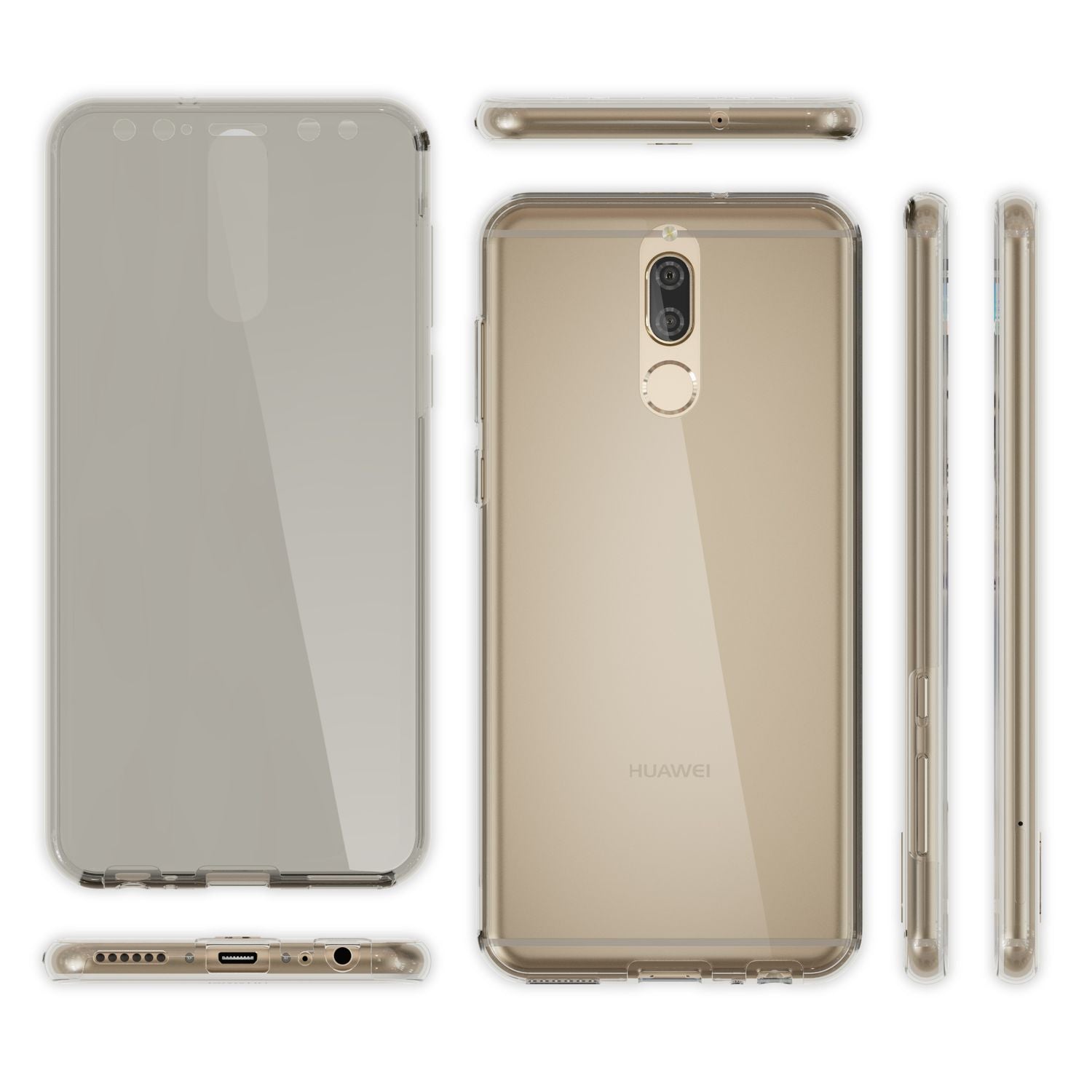 Huawei Mate 10 Lite Hülle 360 Grad Handyhülle von NALIA, Full Cover vorne hinten Grau NALIA
