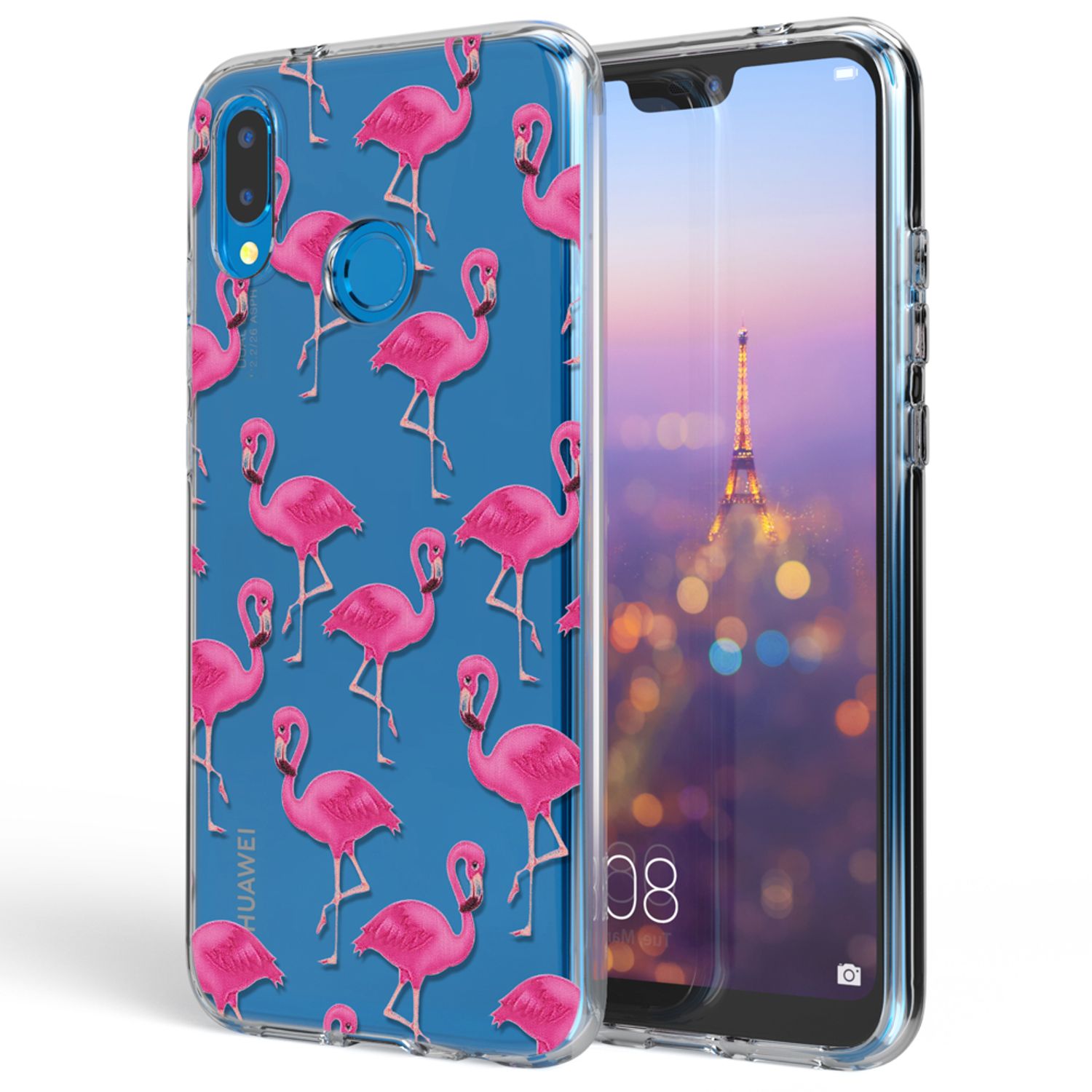 Huawei P20 Lite Hülle Handyhülle von NALIA, Slim Motiv Silikon Cover Schutzhülle Flamingo Green NALIA