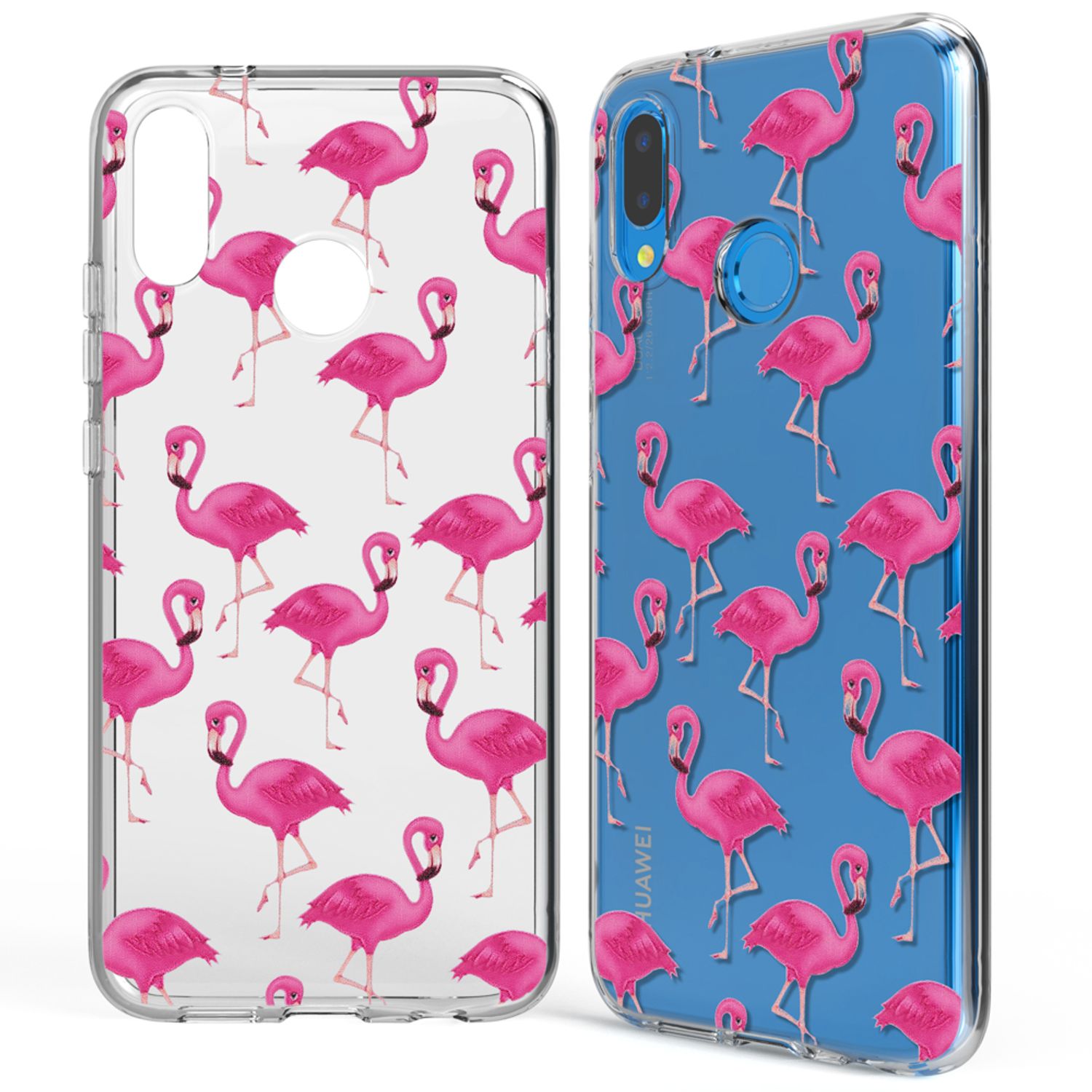 Huawei P20 Lite Hülle Handyhülle von NALIA, Slim Motiv Silikon Cover Schutzhülle Flamingo Green NALIA