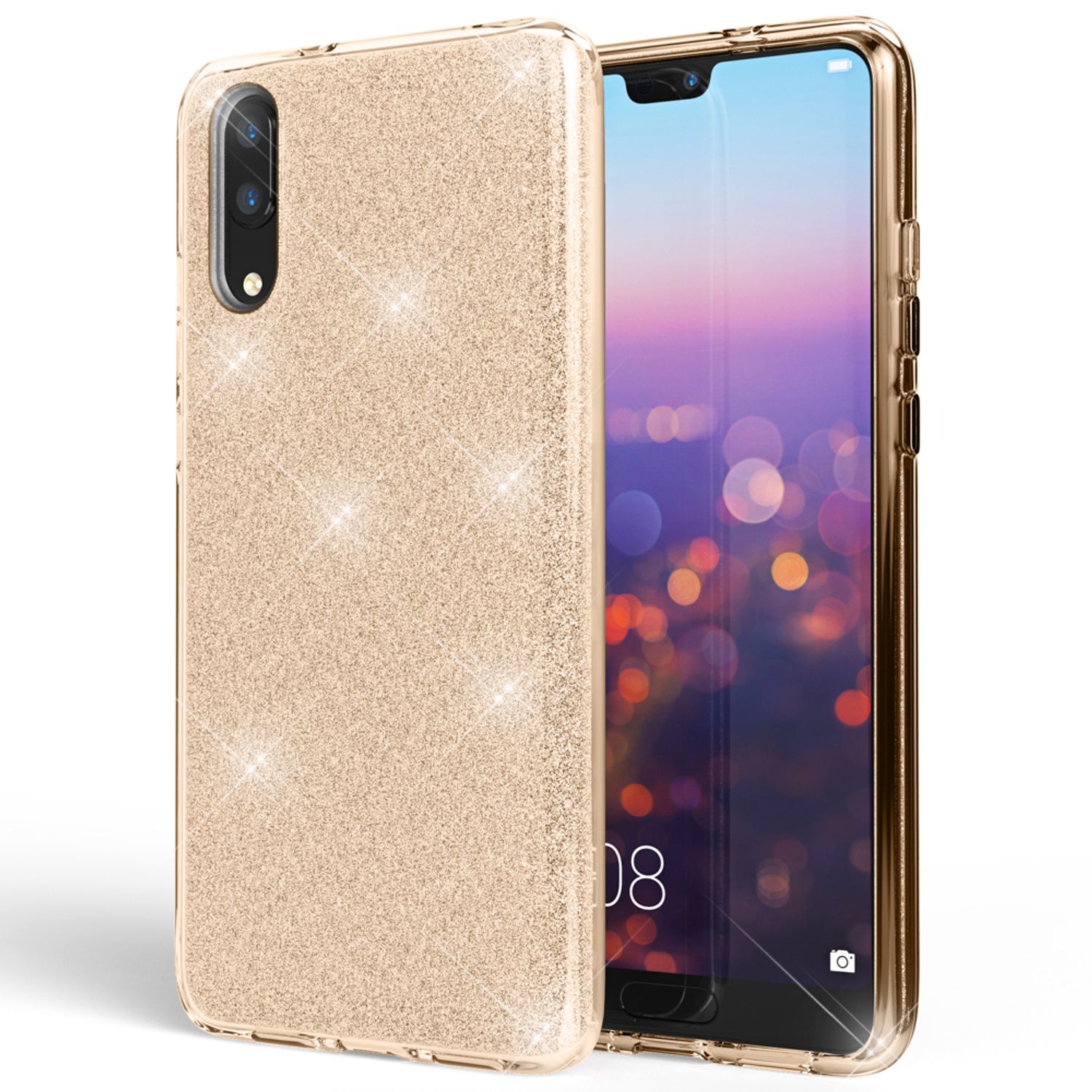 Huawei P20 Handy Hülle von NALIA, Glitzer Silikon Cover Case Schutz Glitter