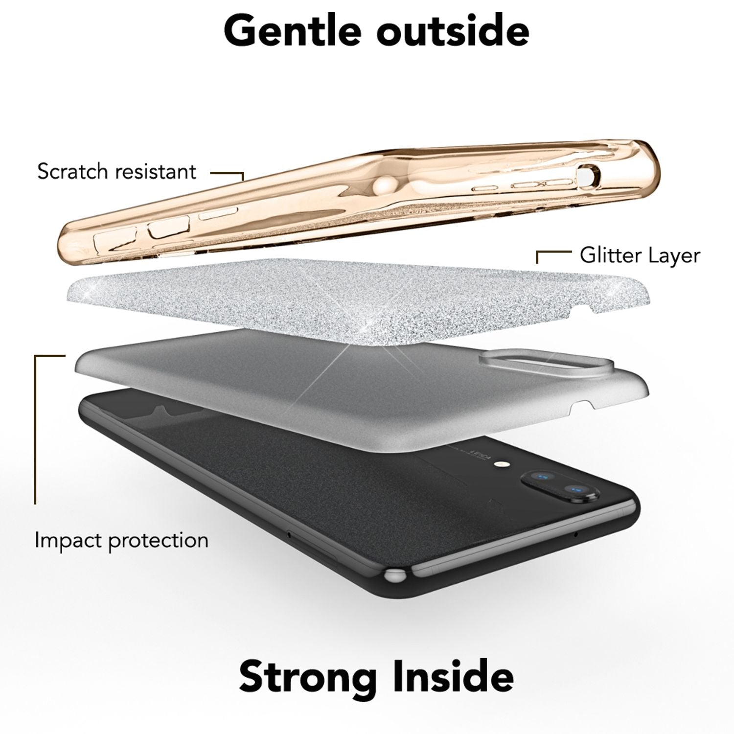 Huawei P20 Handy Hülle von NALIA, Glitzer Silikon Cover Case Schutz Glitter