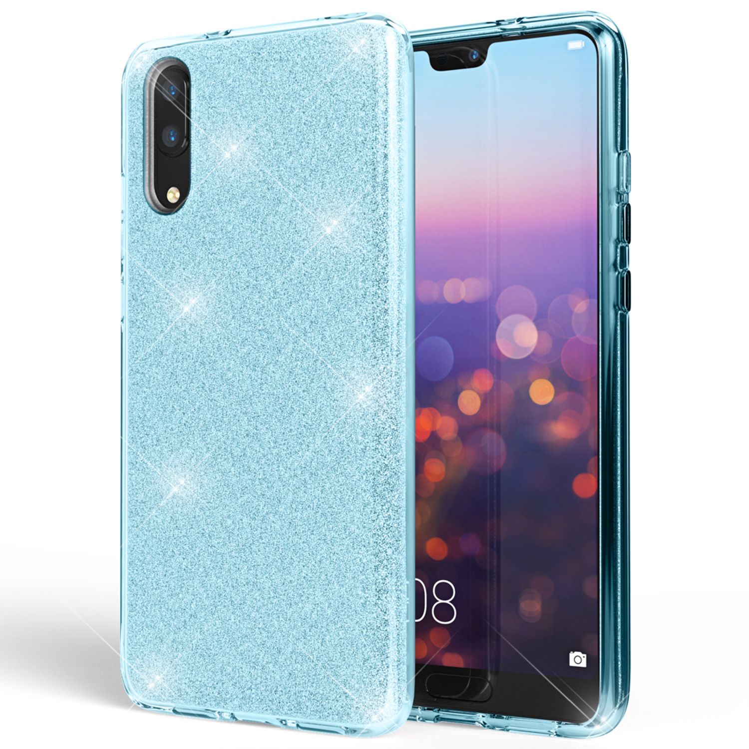 Huawei P20 Handy Hülle von NALIA, Glitzer Silikon Cover Case Schutz Glitter