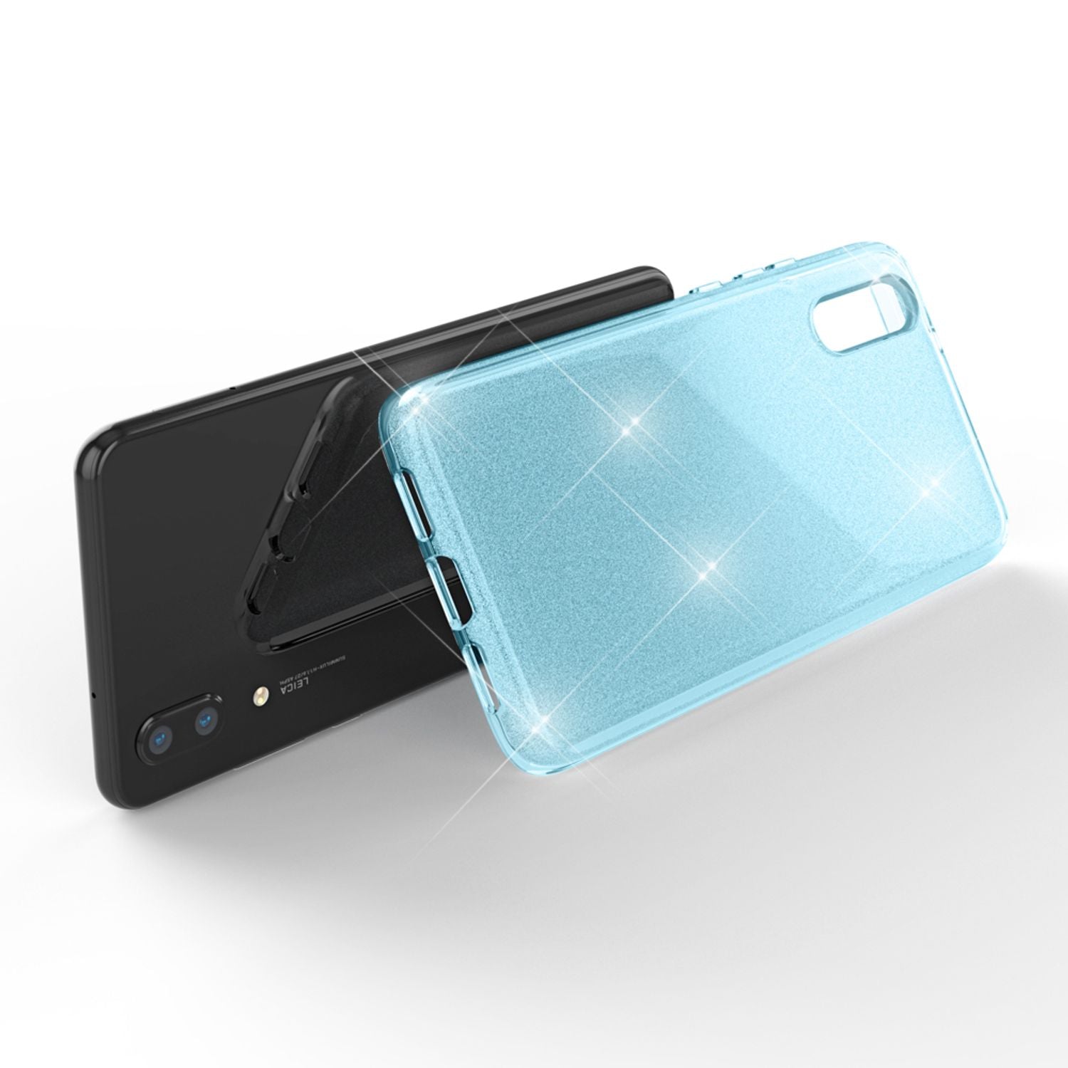 Huawei P20 Handy Hülle von NALIA, Glitzer Silikon Cover Case Schutz Glitter