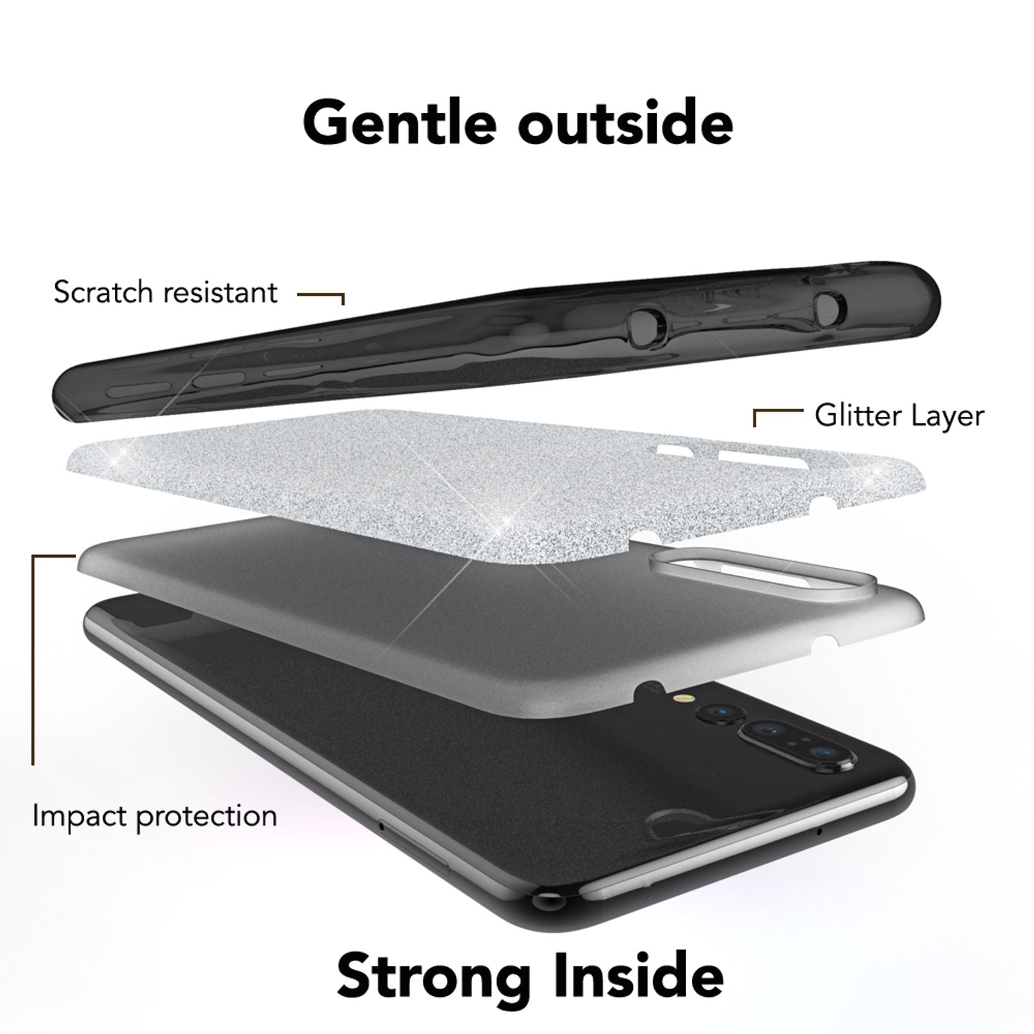 Huawei P20 Pro Handy Hülle von NALIA, Glitzer Silikon Cover Case Schutz Glitter NALIA Protective Hülle