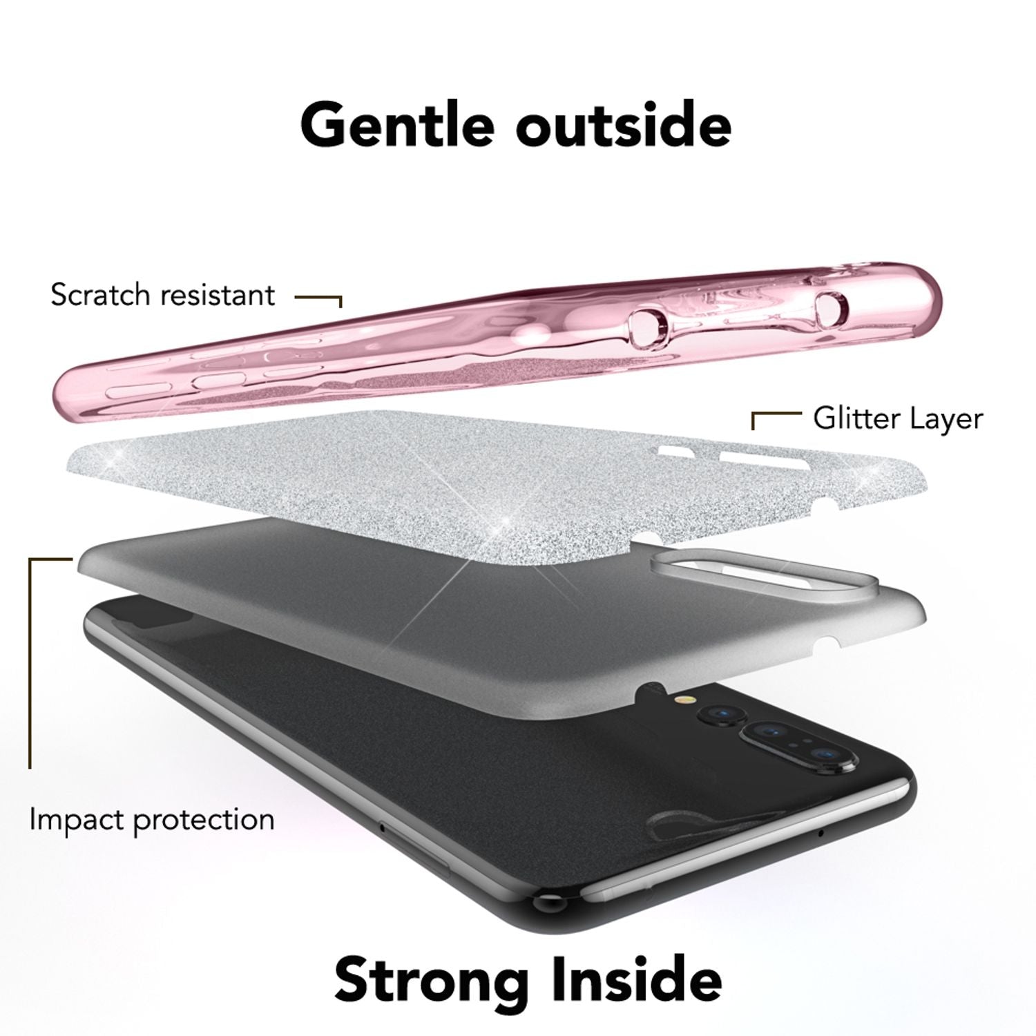 Huawei P20 Pro Handy Hülle von NALIA, Glitzer Silikon Cover Case Schutz Glitter NALIA Protective Hülle