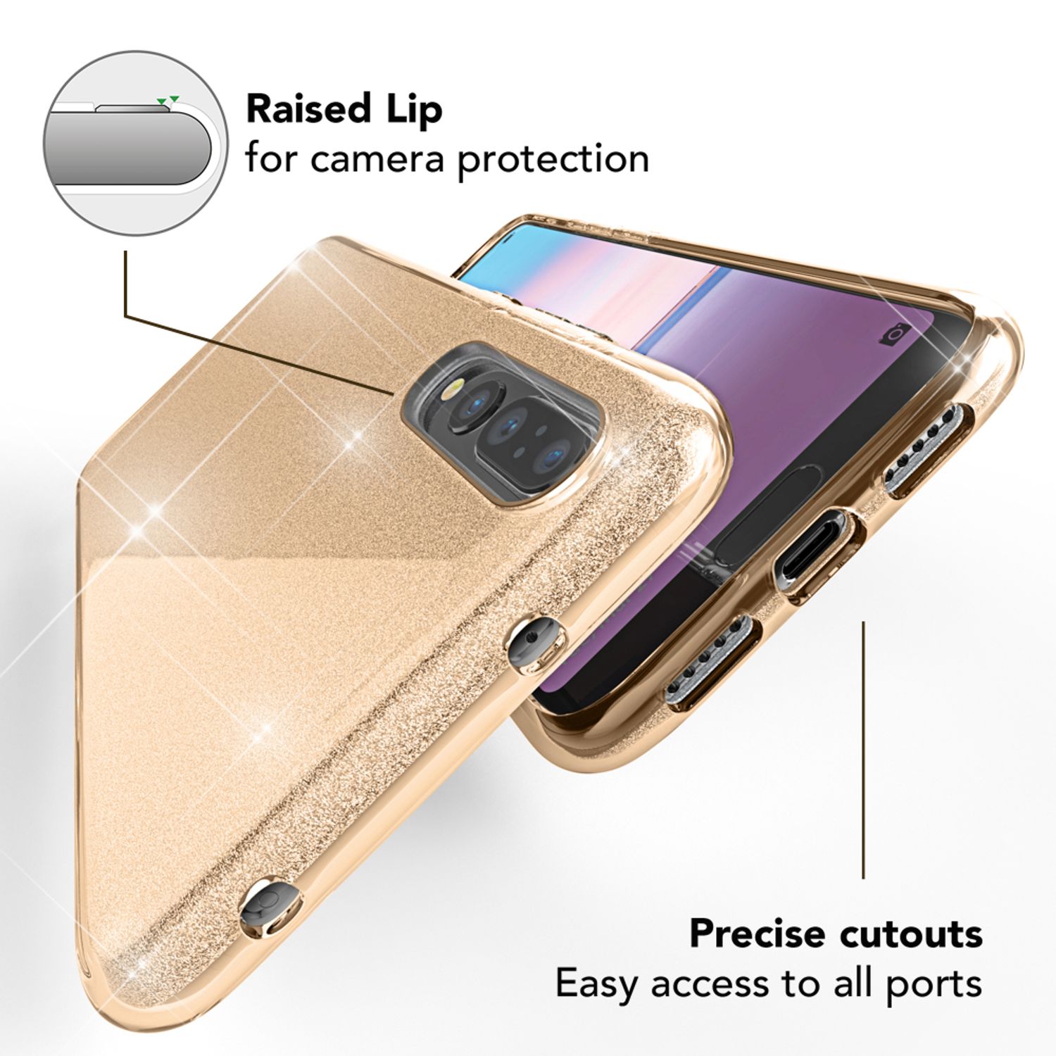 Huawei P20 Pro Handy Hülle von NALIA, Glitzer Silikon Cover Case Schutz Glitter Gold NALIA Protective Hülle