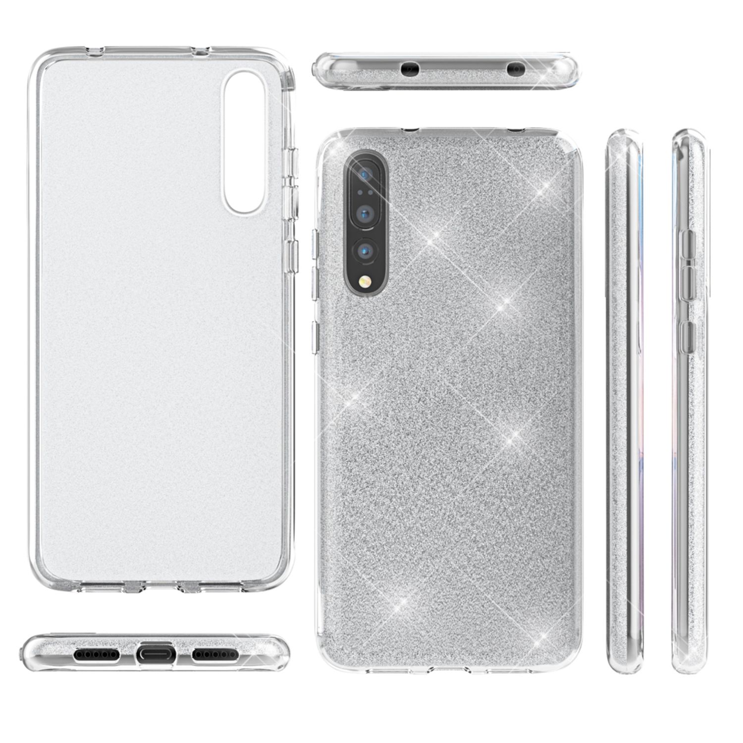 Huawei P20 Pro Handy Hülle von NALIA, Glitzer Silikon Cover Case Schutz Glitter Gold NALIA Protective Hülle