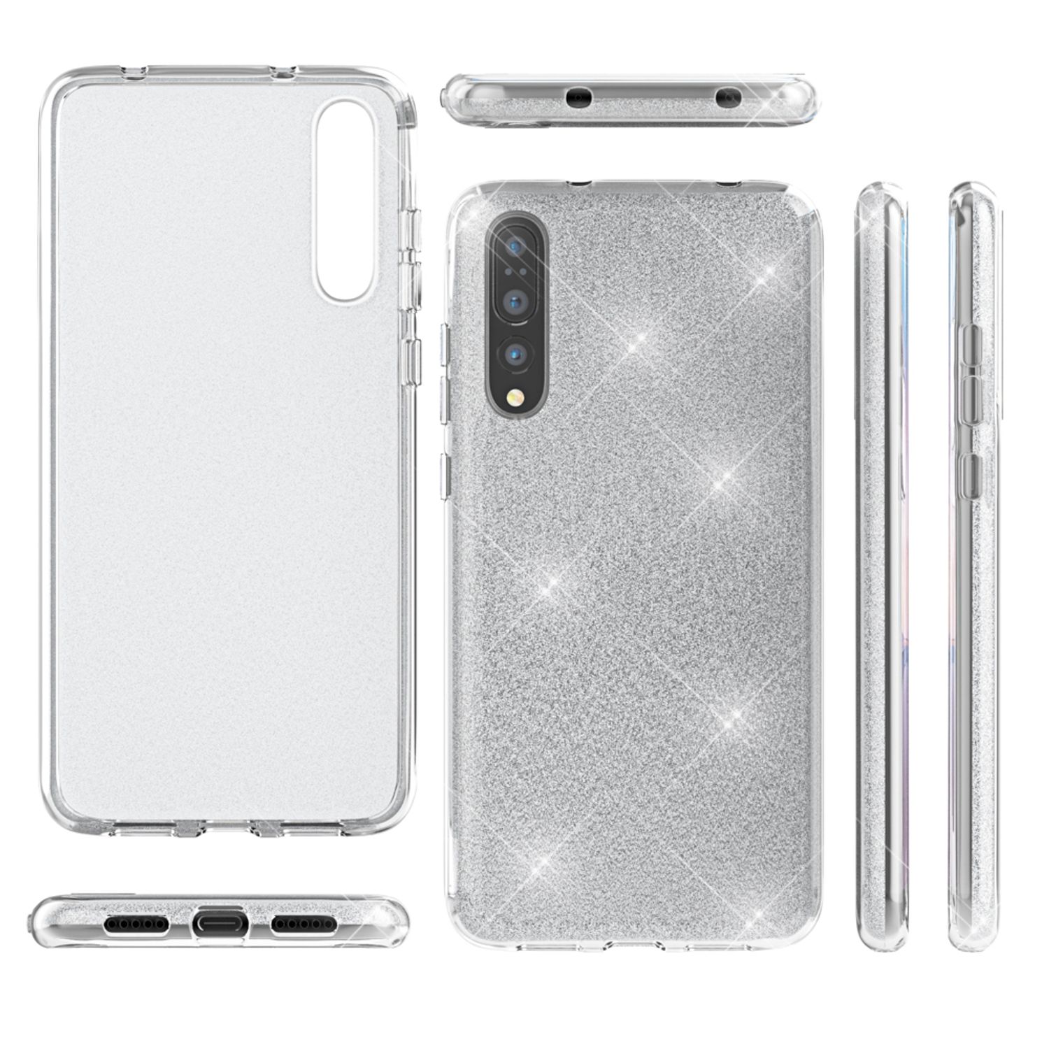Huawei P20 Pro Handy Hülle von NALIA, Glitzer Silikon Cover Case Schutz Glitter Gold NALIA Protective Hülle