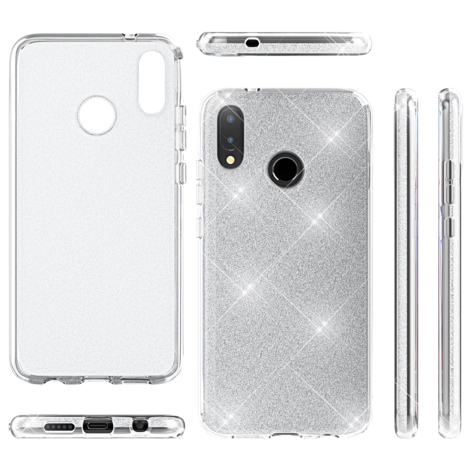 Huawei P20 Lite Hülle Handyhülle von NALIA, Glitzer Silikon-Case Back-Cover Türkis NALIA Protective Hülle